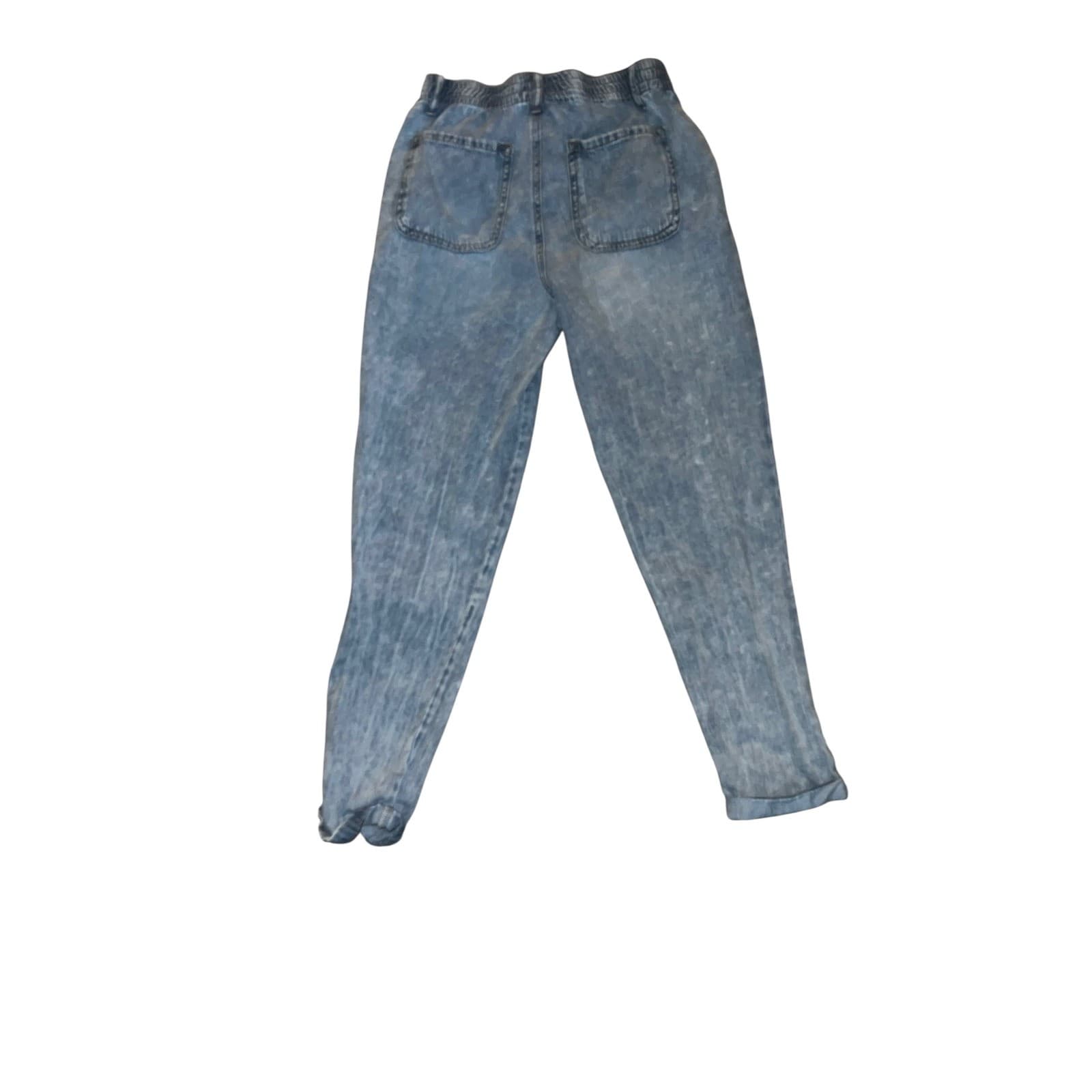 Kensie Sandblasted Jogger Jeans Sz 4 | Drawstring Waist Y2K 90s Casual Denim - Thumbnail 2