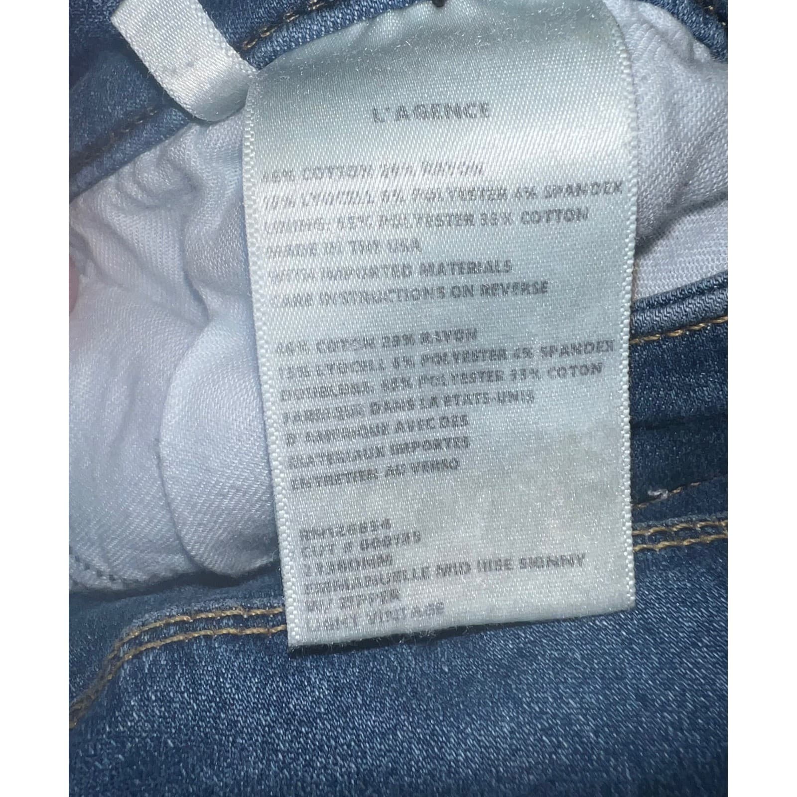 L'AGENCE Slim Skinny Ankle Zip Jeans Sz 30 | Dark Blue Stretch Designer Denim - Thumbnail 4