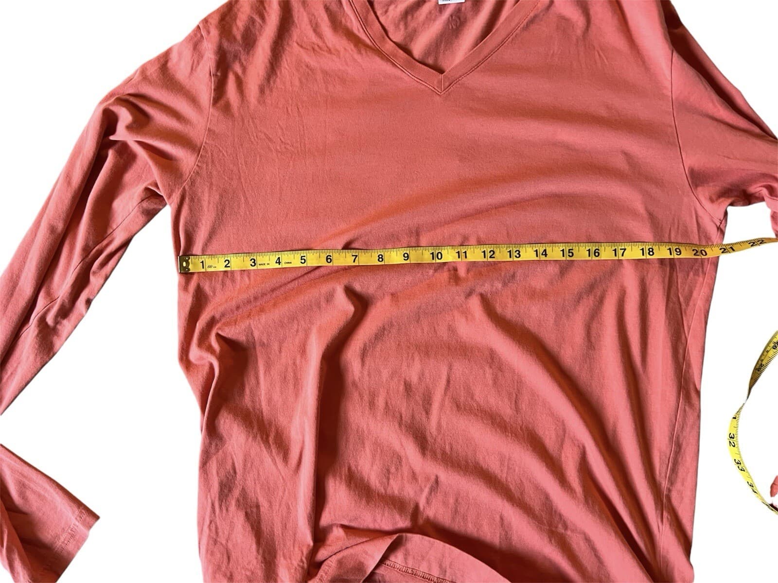 Adam Size 4 Coral 100% high Cotton Pima V- Neck Long Sleeves Casual Preppy - Thumbnail 3