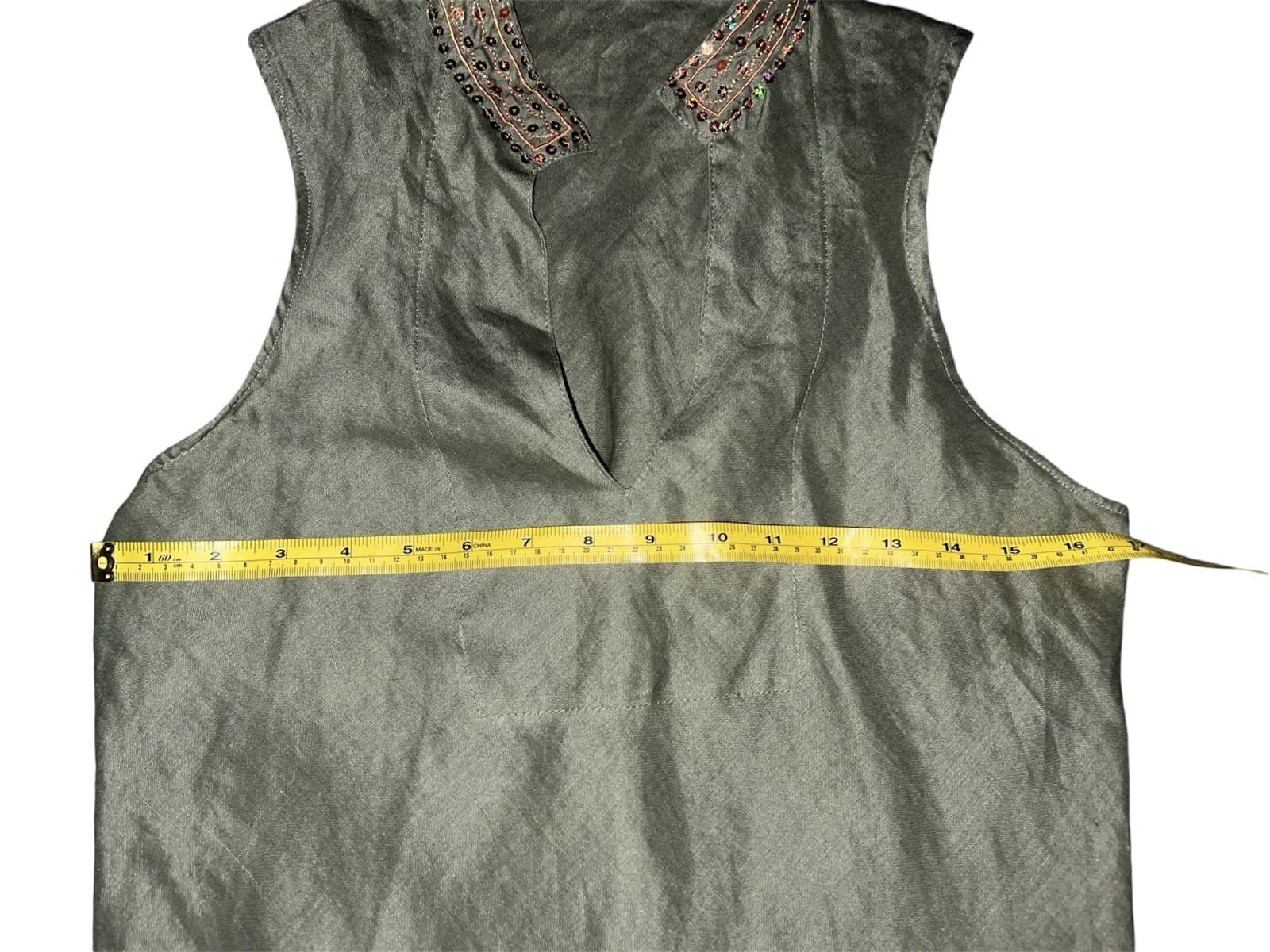 Extreme Green Sze M Made In Greece Boho , Bohemian Mock Neck Sleeveless - Thumbnail 3