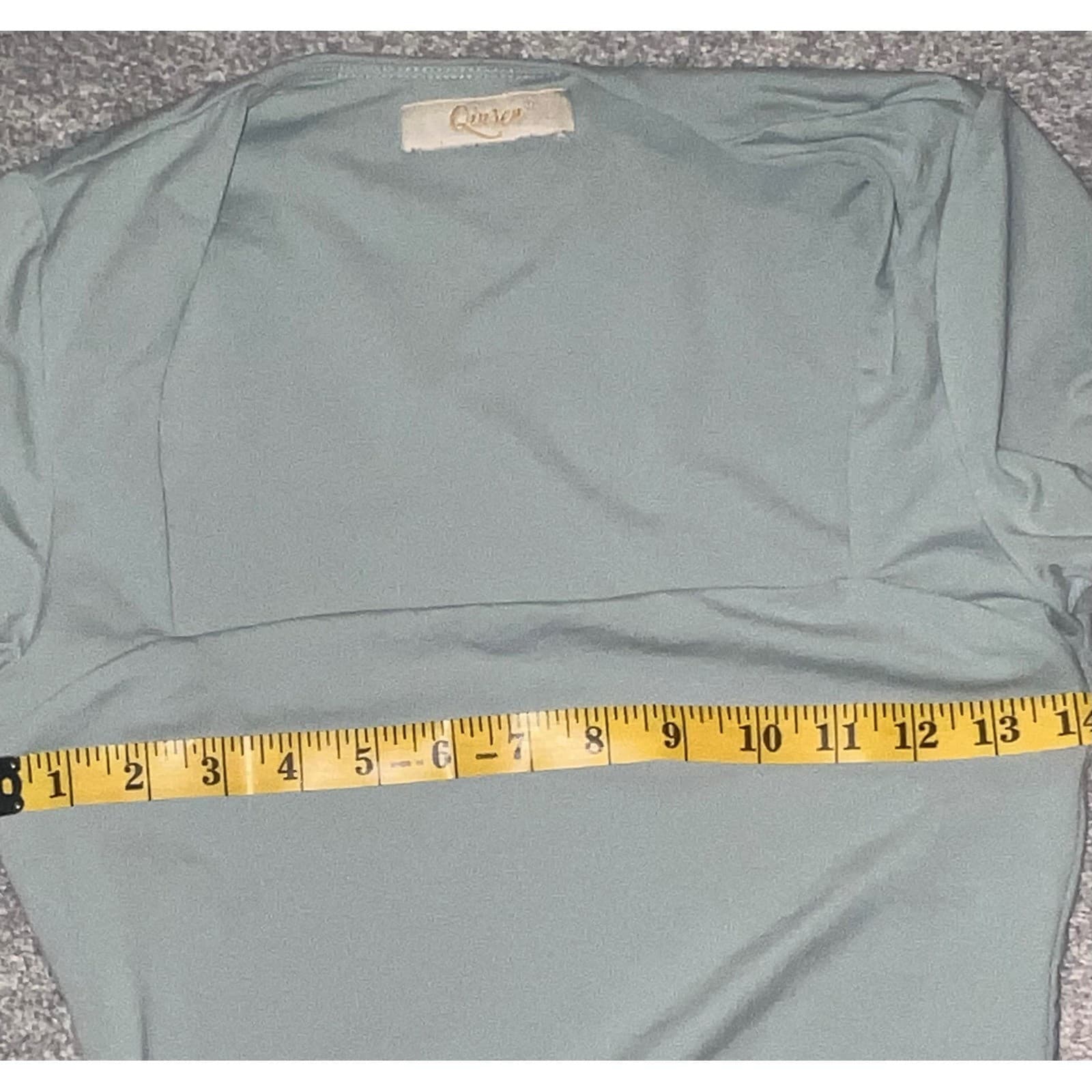 QINSEN Green Square Neck Bodysuit Sz S Double Lined Thong Sexy Spandex Sculpting - Thumbnail 7