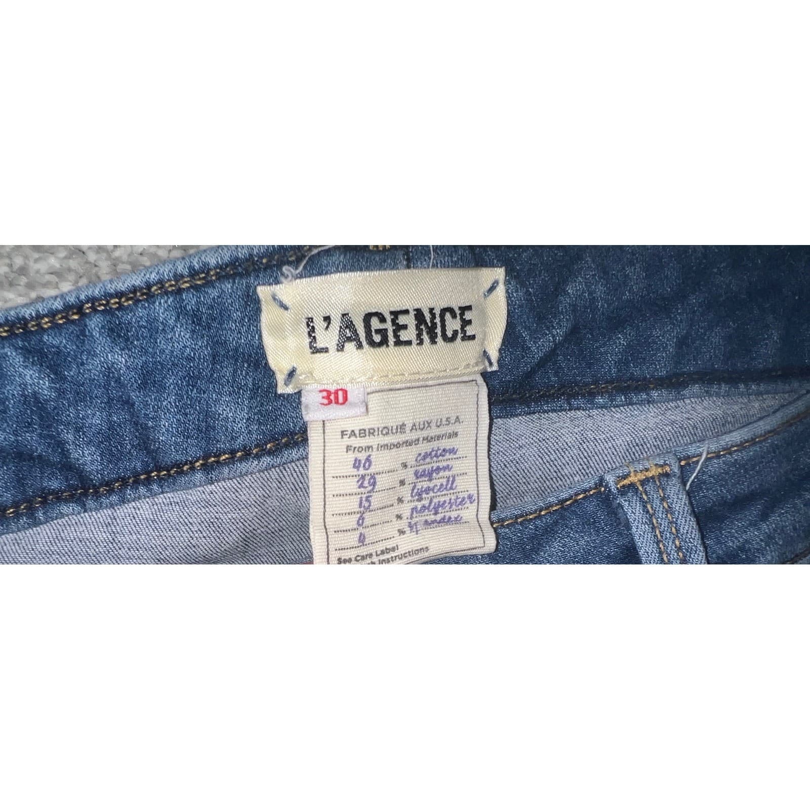 L'AGENCE Slim Skinny Ankle Zip Jeans Sz 30 | Dark Blue Stretch Designer Denim - Thumbnail 3