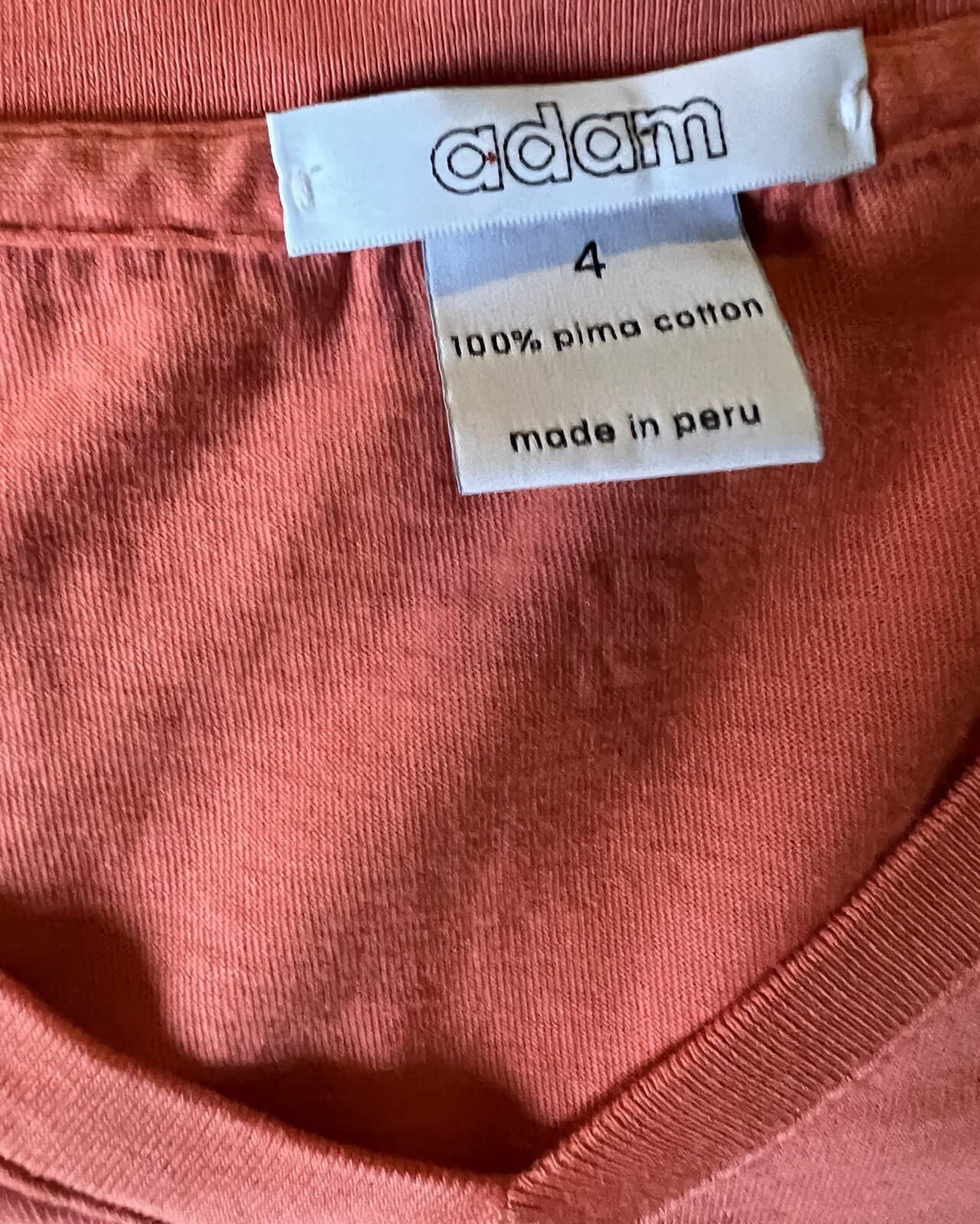 Adam Size 4 Coral 100% high Cotton Pima V- Neck Long Sleeves Casual Preppy - Thumbnail 5