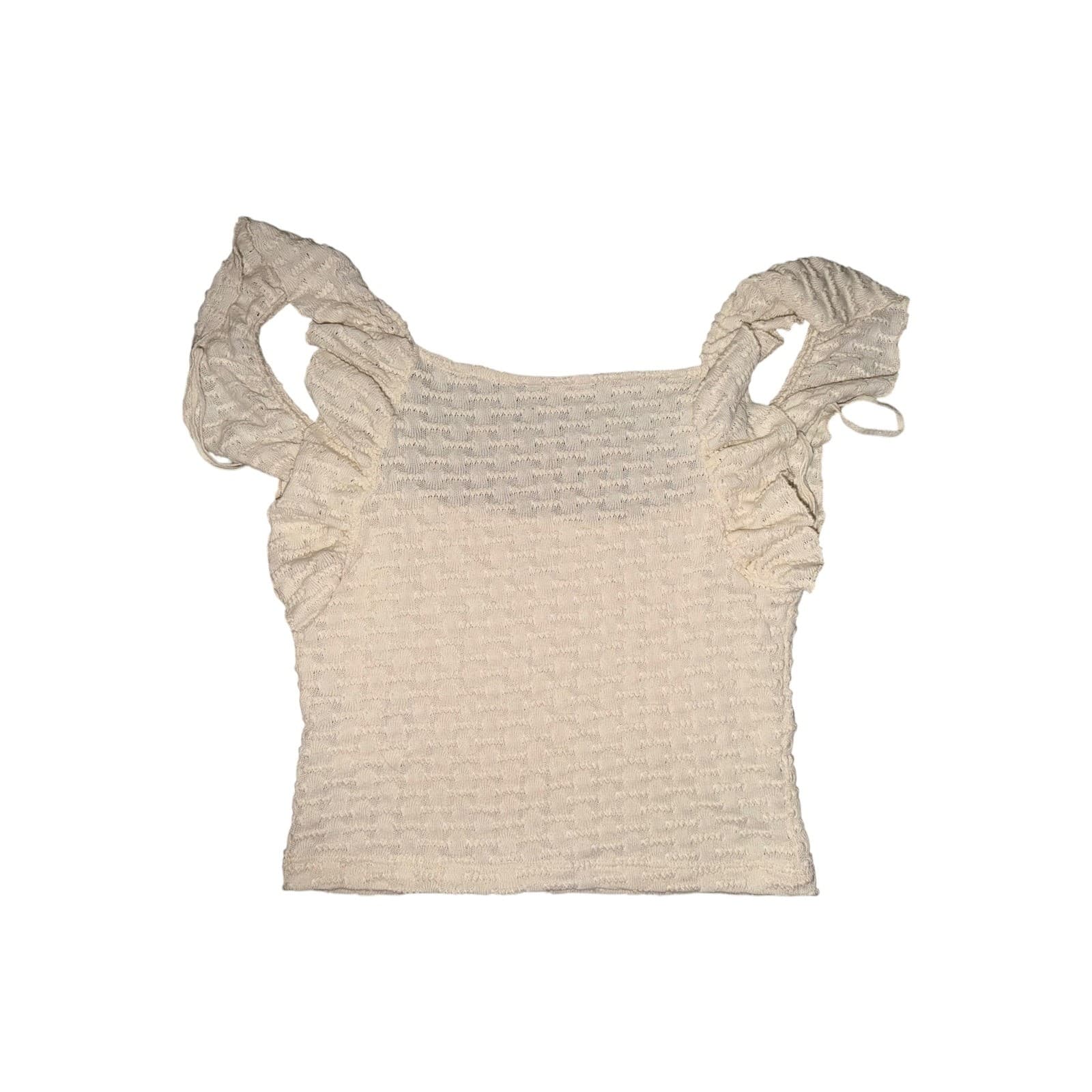 Free People cream sz m crop top boho cottagecore square neck shell nwt - Thumbnail 2