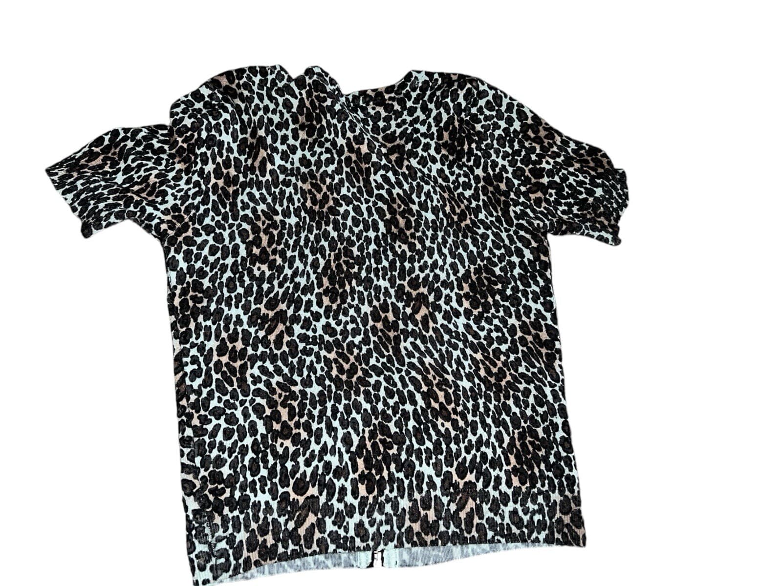 Twelve by twelve Cropped, Leopard Zip Sz s Short Sleeves Mob Wife Round Neck - Thumbnail 2