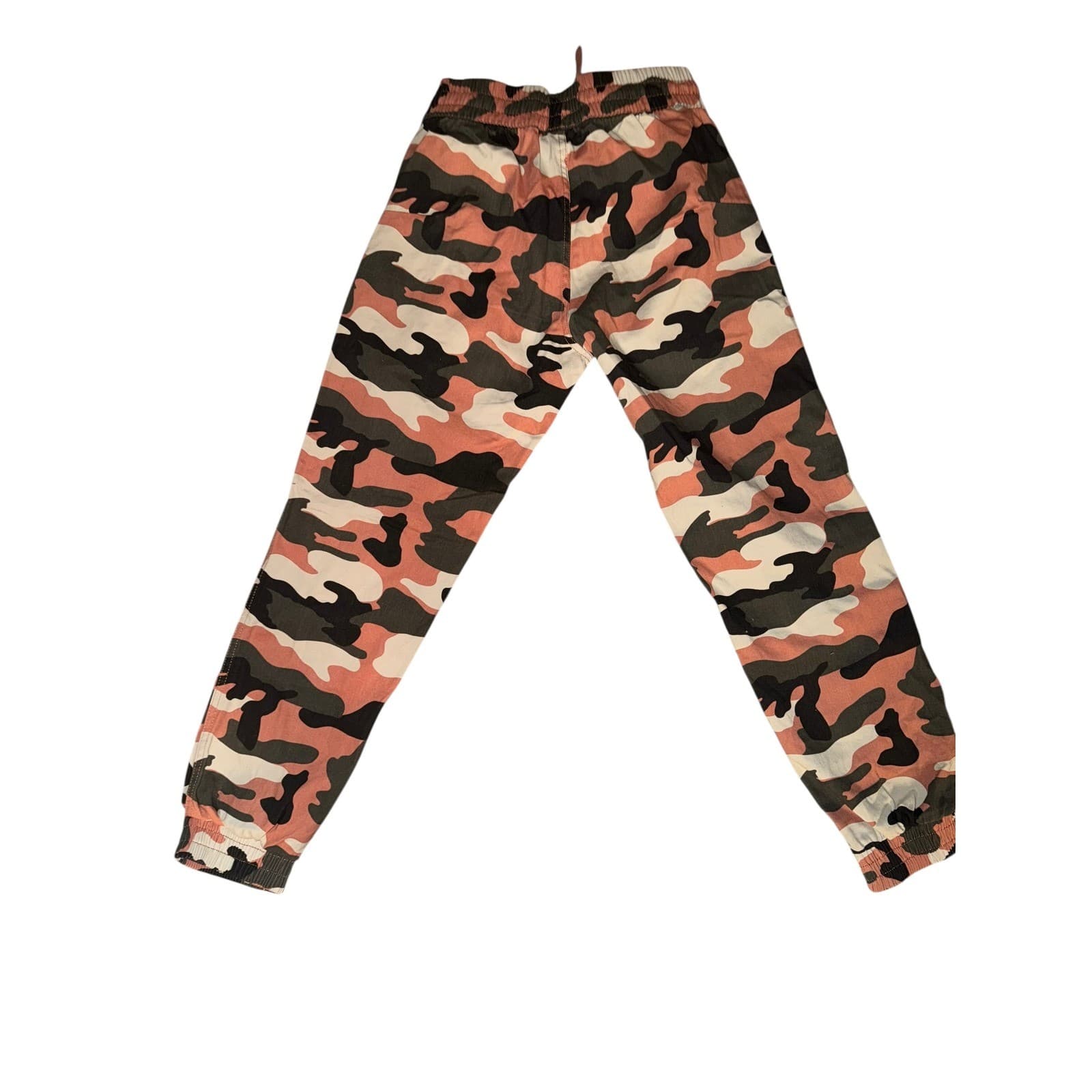 Y2K Camo Cargo Capri Pants Sz XS | Grunge Worn Vintage Drawstring Comfy - Thumbnail 2