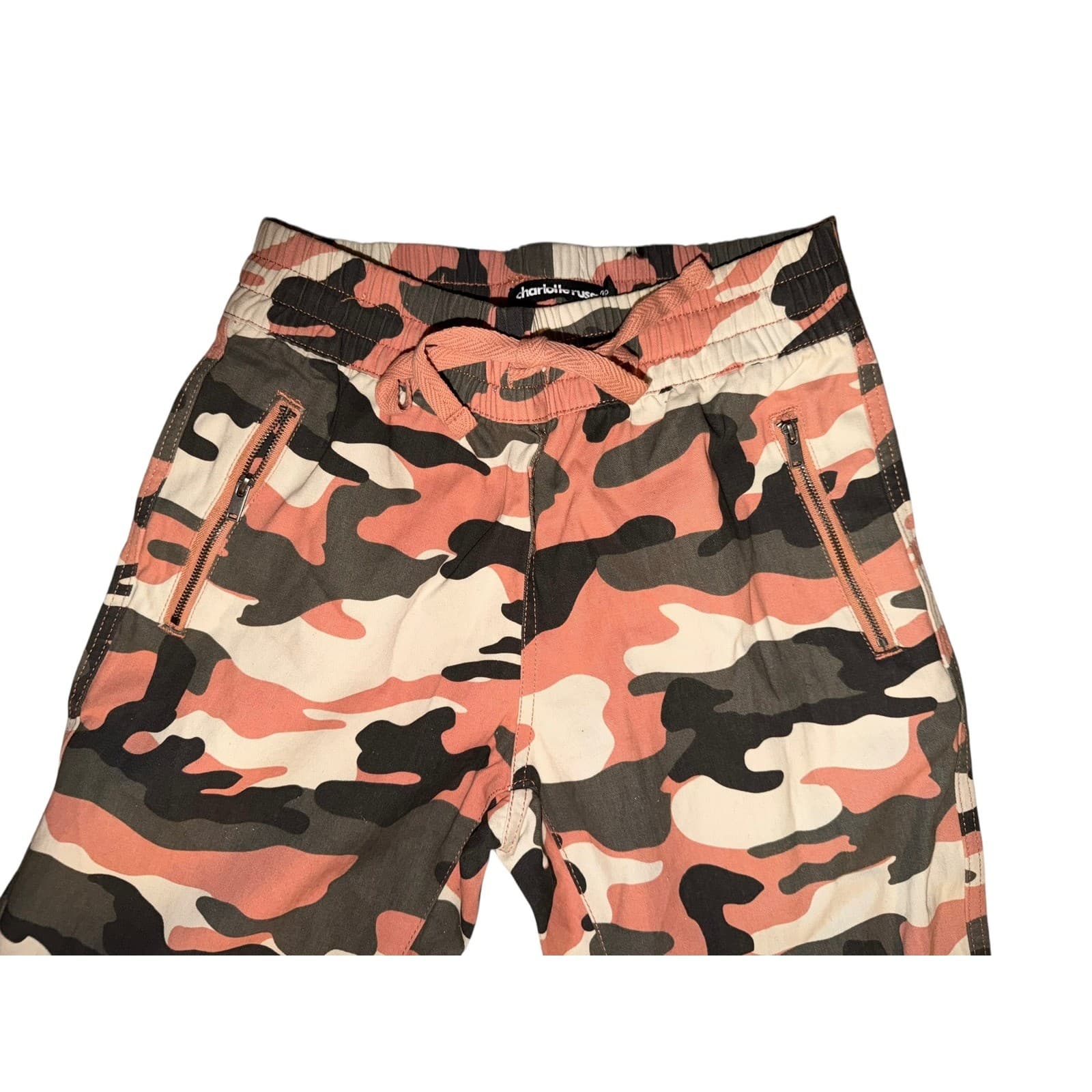 Y2K Camo Cargo Capri Pants Sz XS | Grunge Worn Vintage Drawstring Comfy - Thumbnail 3