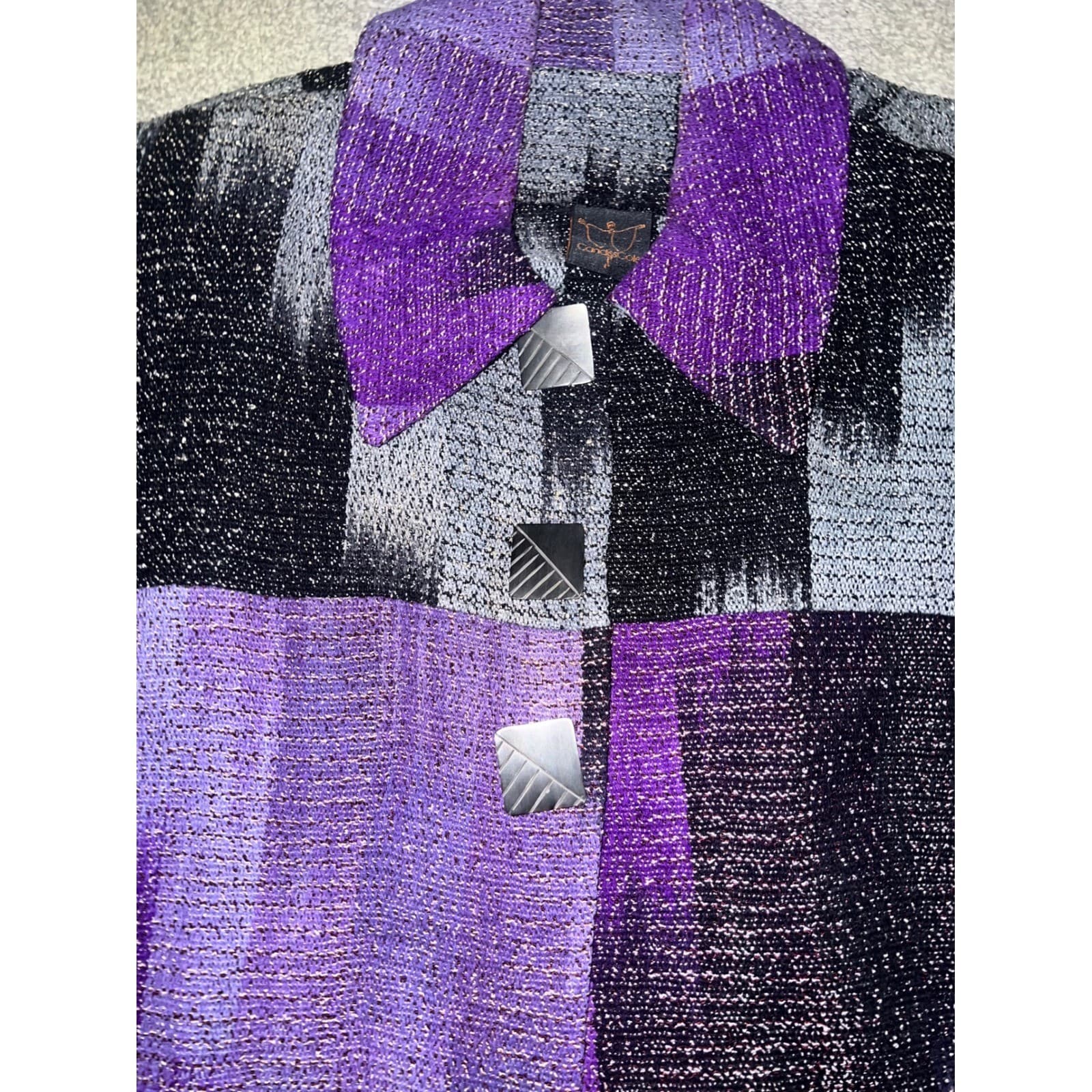 Candiss Anne Cole Purple Silk Top Sz XL | Avant-Garde Luxury Designer Blazer - Thumbnail 5