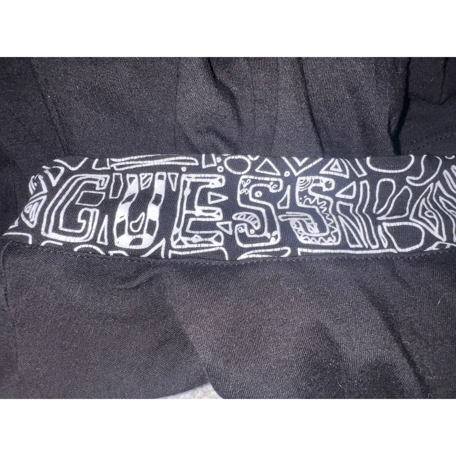Y2K Guess Black & White High Neck Top Sz M Short Sleeve Monochrome Office Chic - Thumbnail 5