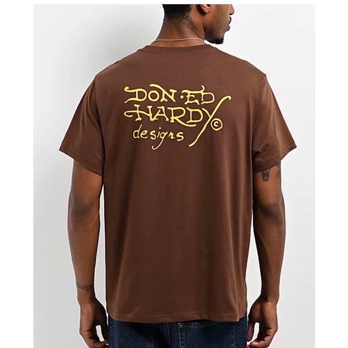 Ed Hardy LKS Skull Brown T-Shirt Sz S | Y2K Graphic Streetwear - Thumbnail 2