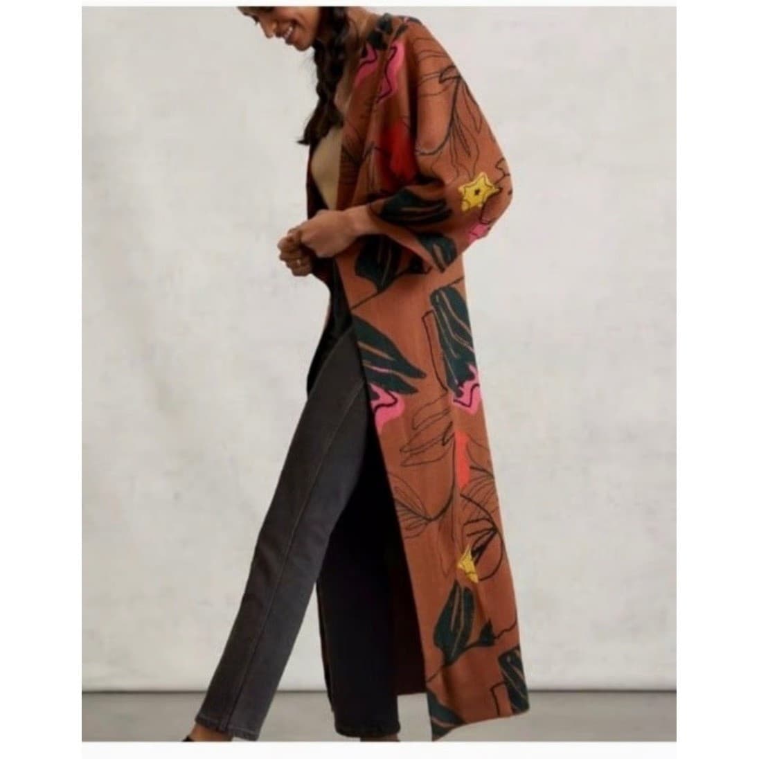 Bel Kazan Knitted Kimono Sweater One Size NWT Boho Cottagecore - Thumbnail 2