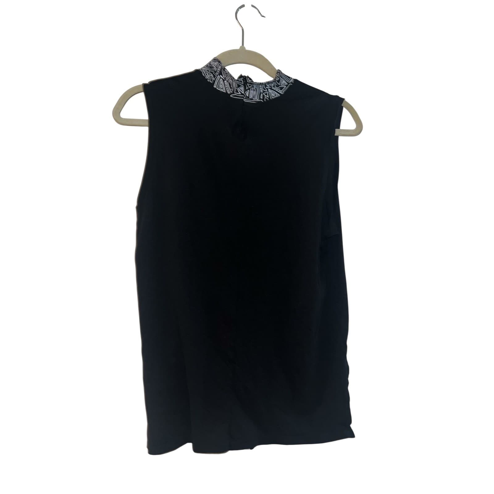 Y2K Guess Black & White High Neck Top Sz M Short Sleeve Monochrome Office Chic - Thumbnail 2
