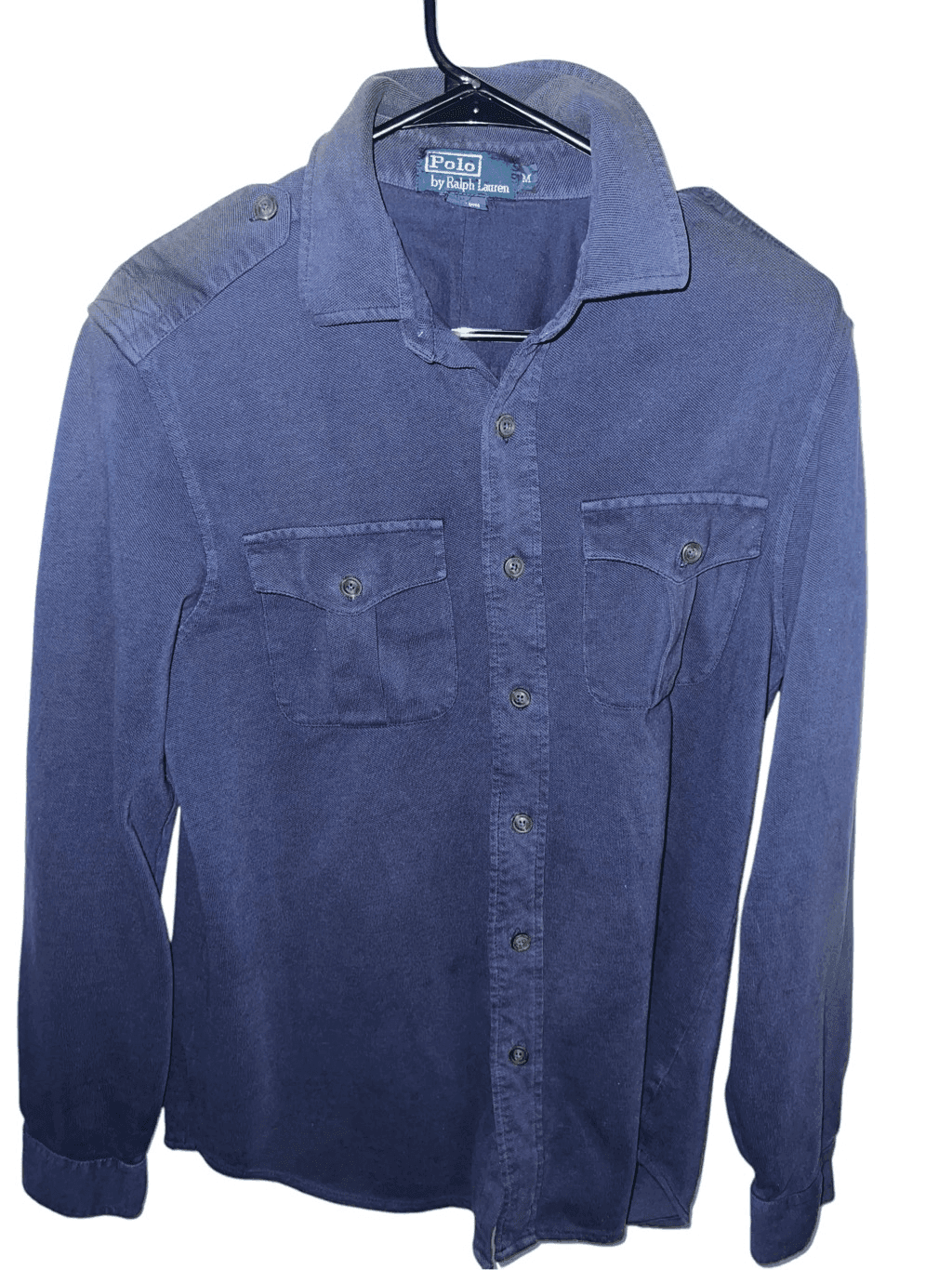 Polo Ralph Lauren Navy Blue Shirt Men's size m Collar Long Sleeve Collar Casual - Thumbnail 2