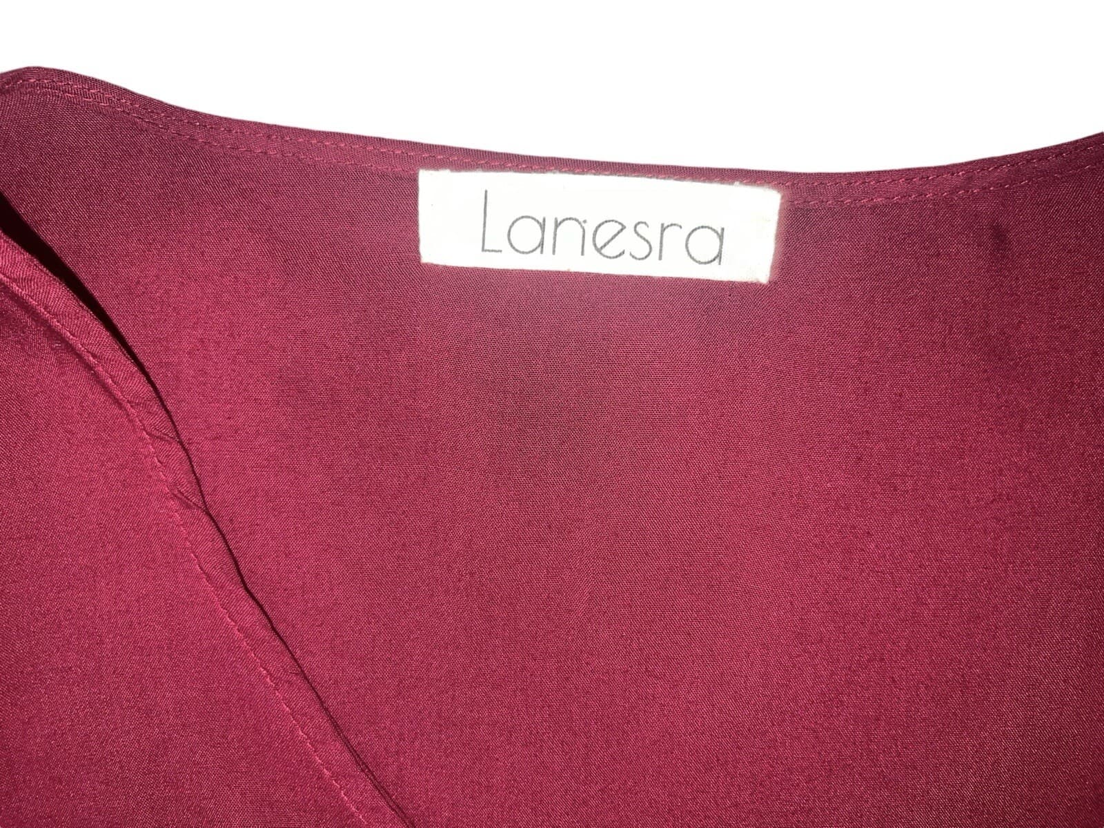 Lanesra burgundy/navy dress Sz M Long Sleeve V Neck Boho Bohemian - Thumbnail 4