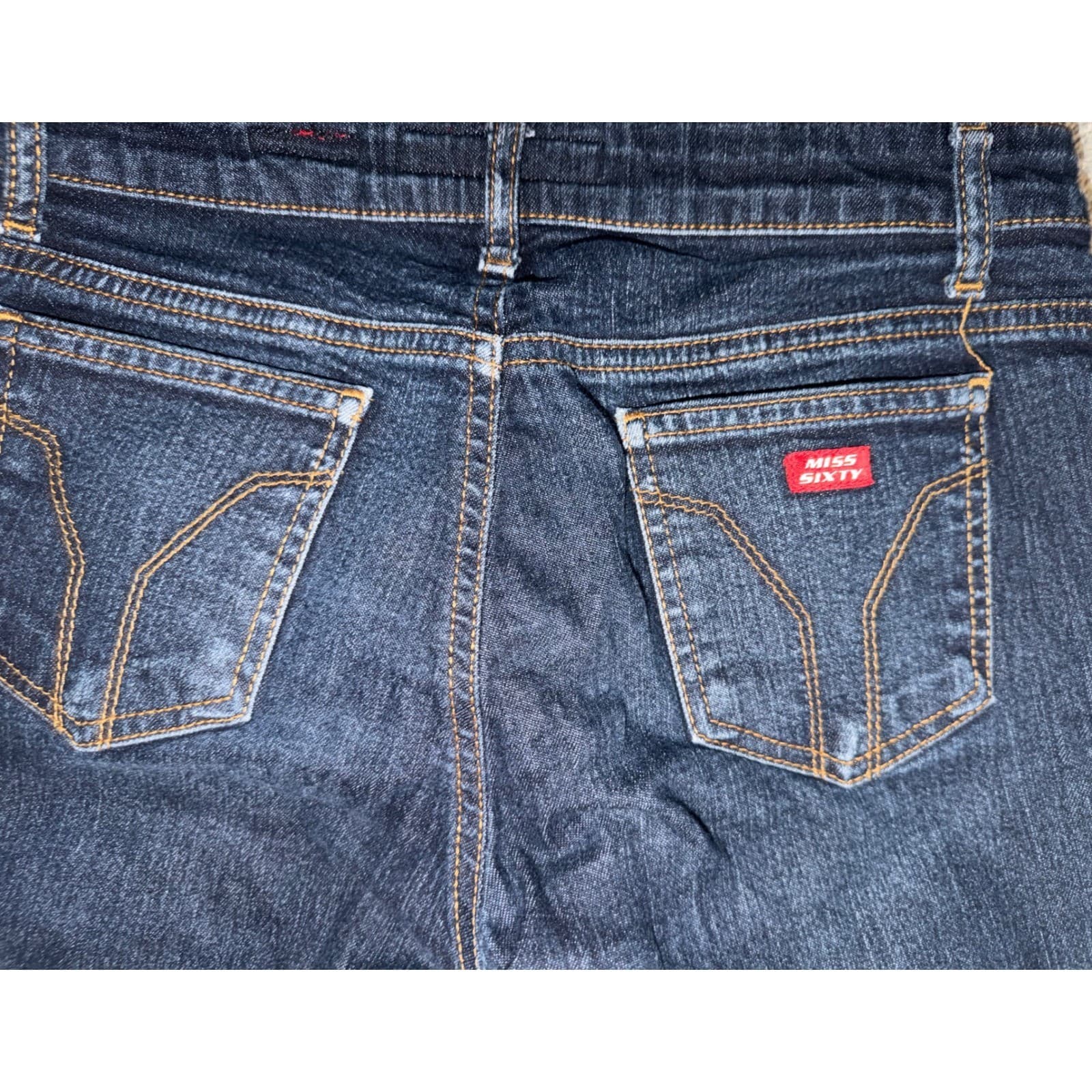 Miss Sixty Y2K Low Rise Flared Bell Bottom Jeans Sz 26 | Dark Denim Boho - Thumbnail 9