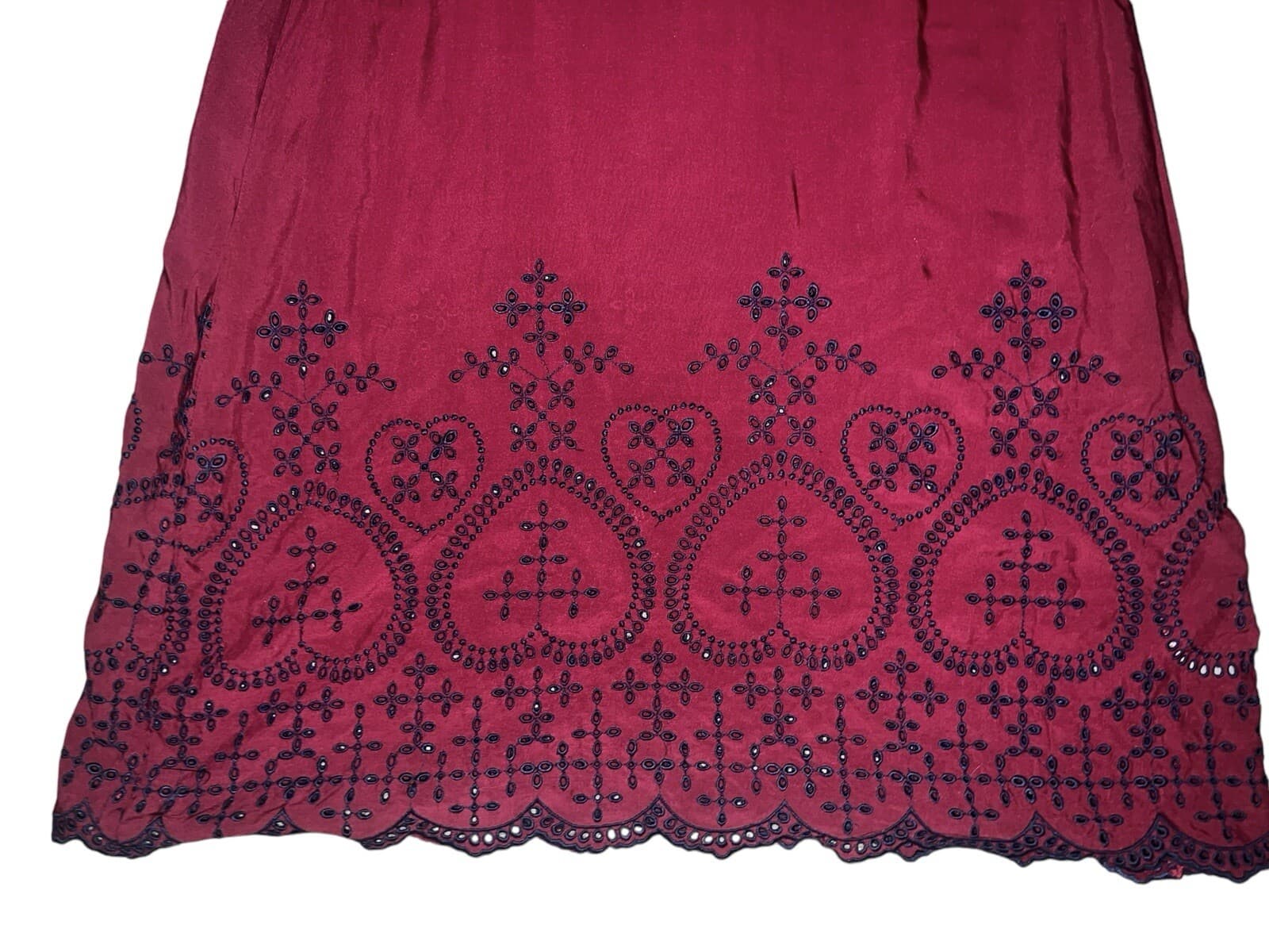 Lanesra burgundy/navy dress Sz M Long Sleeve V Neck Boho Bohemian - Thumbnail 5
