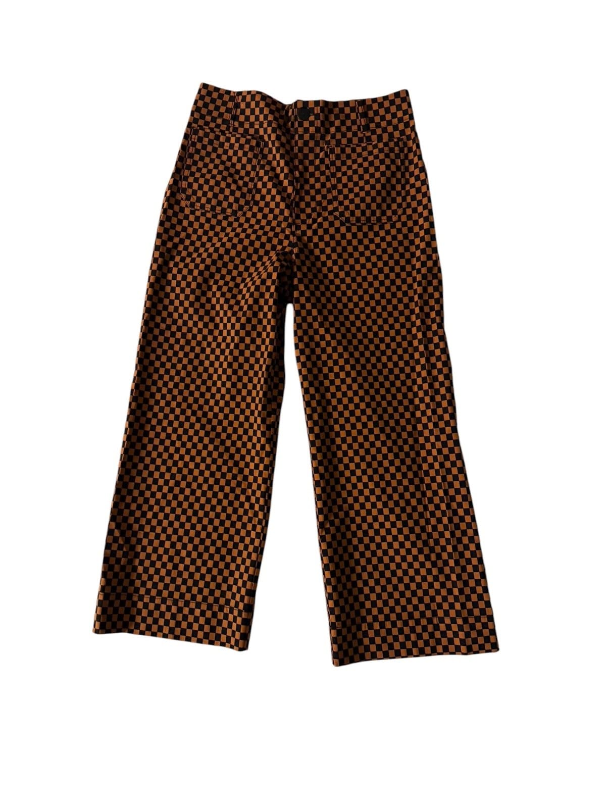Maeve Black Brown Checkered Wide Leg Sz 31 High Rise Chic - Thumbnail 4