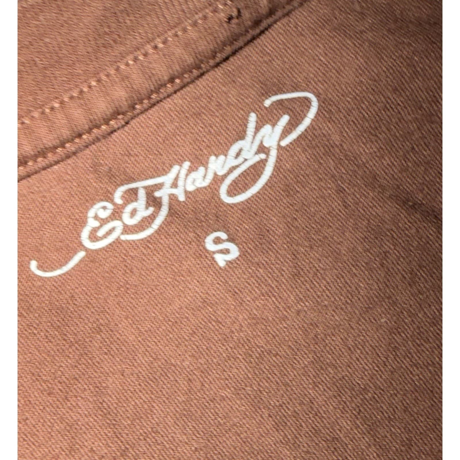 Ed Hardy LKS Skull Brown T-Shirt Sz S | Y2K Graphic Streetwear - Thumbnail 6