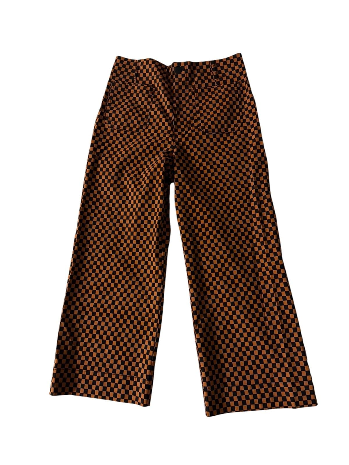 Maeve Black Brown Checkered Wide Leg Sz 31 High Rise Chic - Thumbnail 2