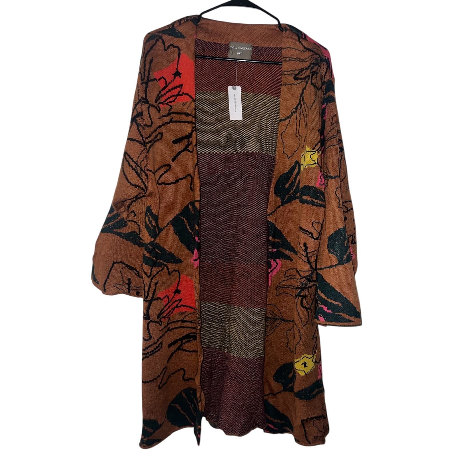 Bel Kazan Knitted Kimono Sweater One Size NWT Boho Cottagecore - Thumbnail 3