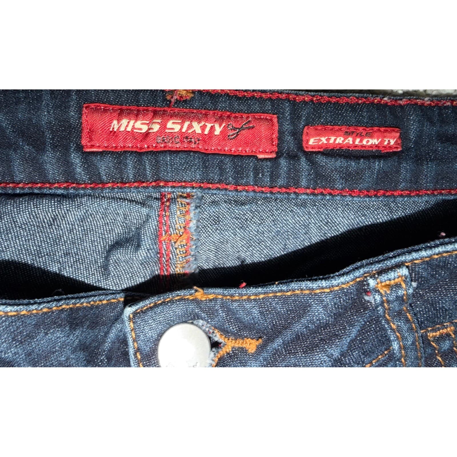 Miss Sixty Y2K Low Rise Flared Bell Bottom Jeans Sz 26 | Dark Denim Boho - Thumbnail 10