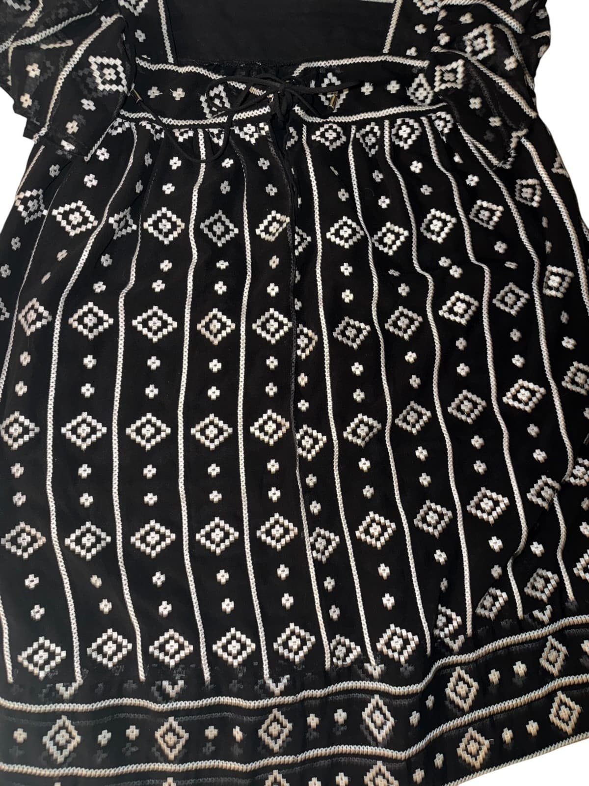 Sabina Musayev Babydoll Sz S Sheer Geometric Embroidered - Thumbnail 3