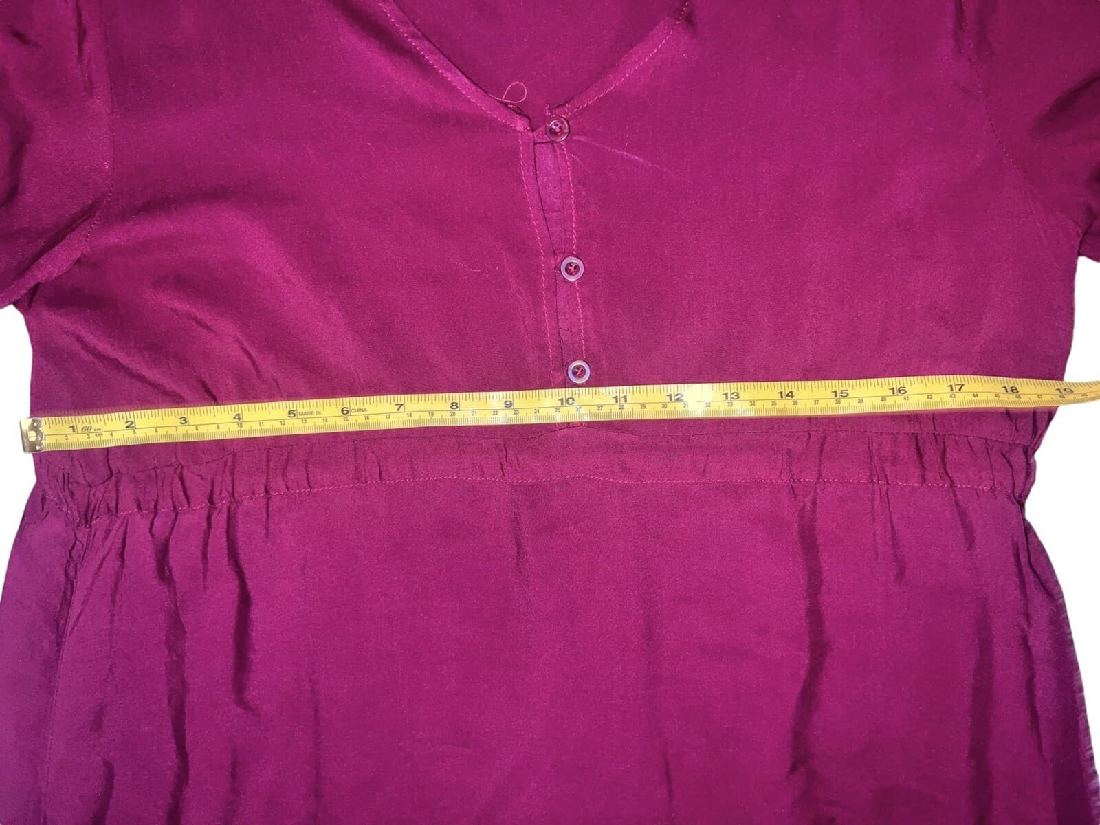Lanesra burgundy/navy dress Sz M Long Sleeve V Neck Boho Bohemian - Thumbnail 6