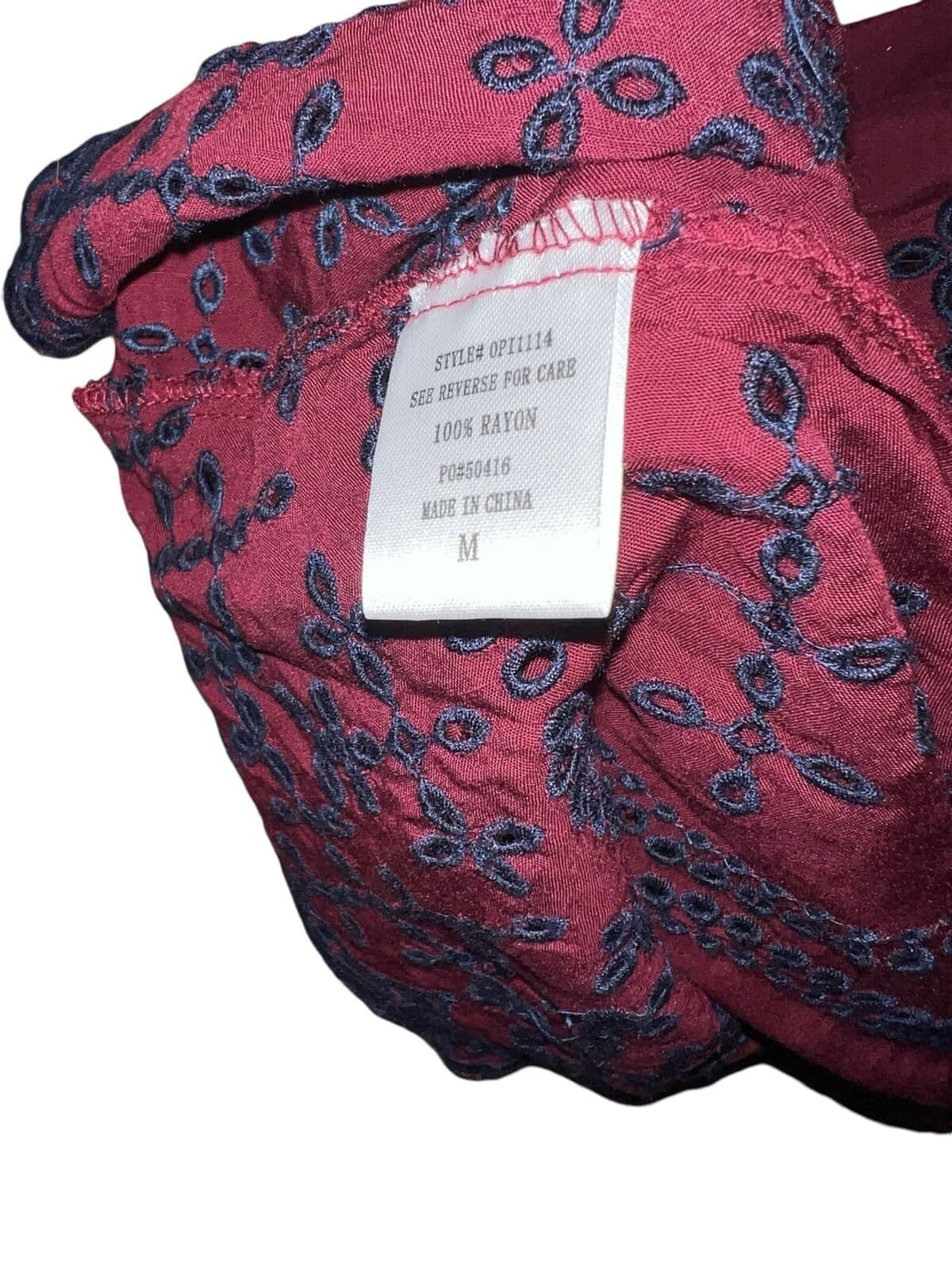 Lanesra burgundy/navy dress Sz M Long Sleeve V Neck Boho Bohemian - Thumbnail 9