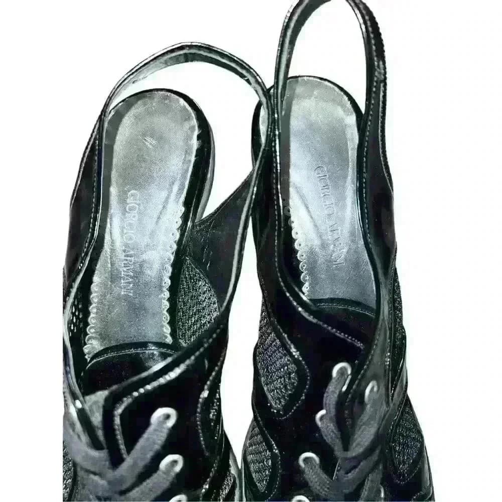 Giorgio Armani Vtg Rare Y2k,90's size 39.5 black Luxury Stilleto - Thumbnail 2