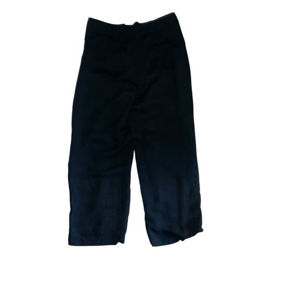 Club Monaco Black Wide Leg Pants Sz 2 | Viscose Fringe Detail Designer Trouser - Thumbnail 2