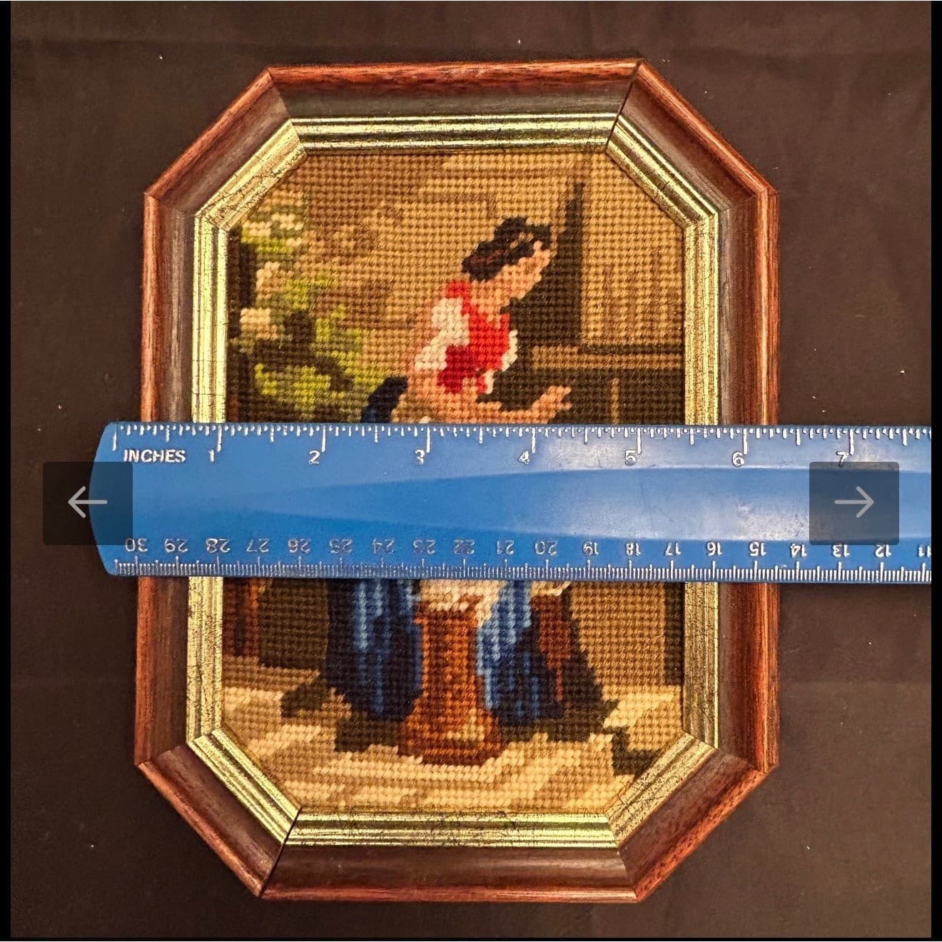 Vtg Gobelin Framed Needlepoint Based On The Painting Der Gratulant Carl Spitzweg - Thumbnail 2
