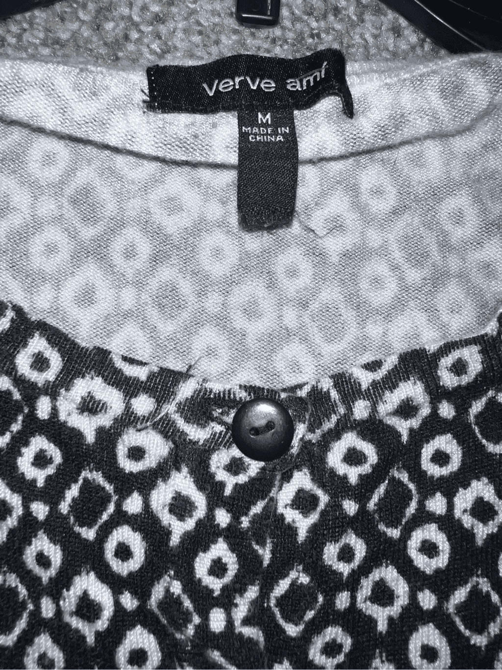 verve ami cardigan black & white sz m Button Down Round Neck Preppy Emo - Thumbnail 3