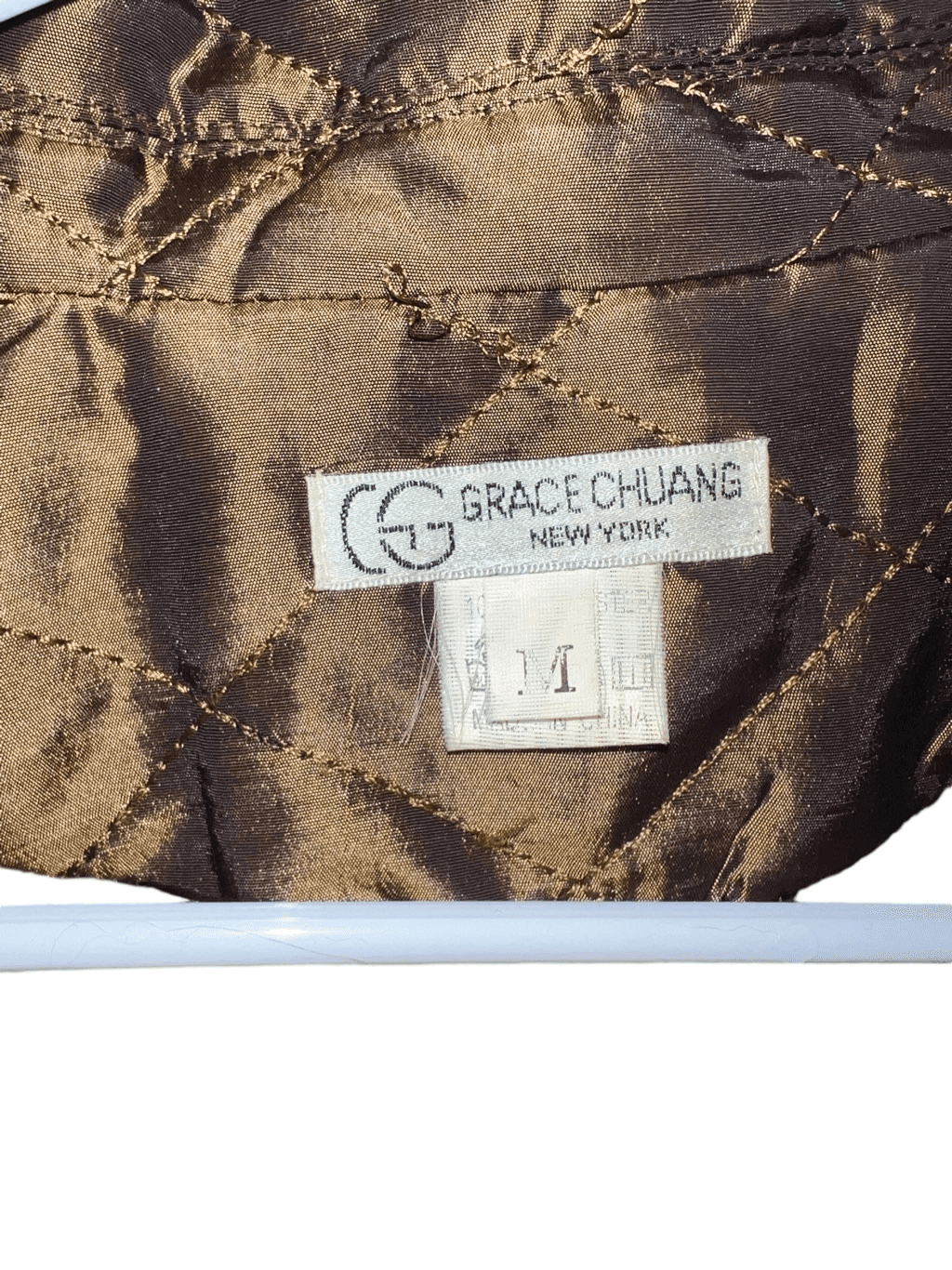 Grace chuang Ny Rare Vgt Sz m brown gold Collar Button Boho Goblin Core - Thumbnail 3