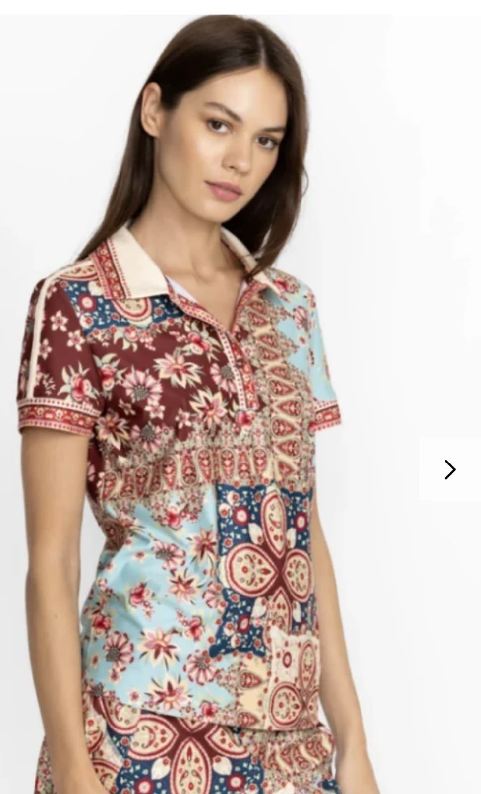Johnny Was Polo Sz M Embroidered Luxury Boho Chic Designer - Thumbnail 2