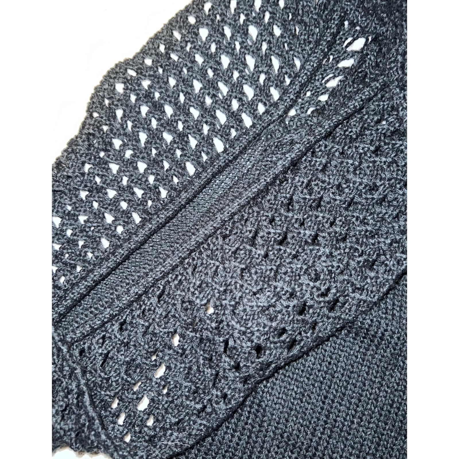 Elan Black Sweater Crochet Sleeve Sz M NWT | Minimalist Boho Chic Knit Top - Thumbnail 5