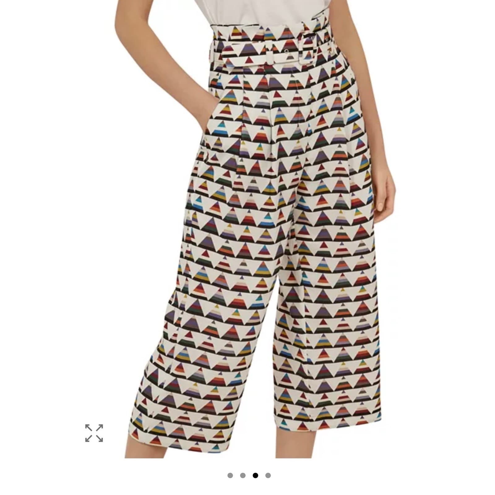 Ted Baker Boa Triangle Print Wide Leg Pants Sz 4 (12) High Waist Dopamine luxury - Thumbnail 3