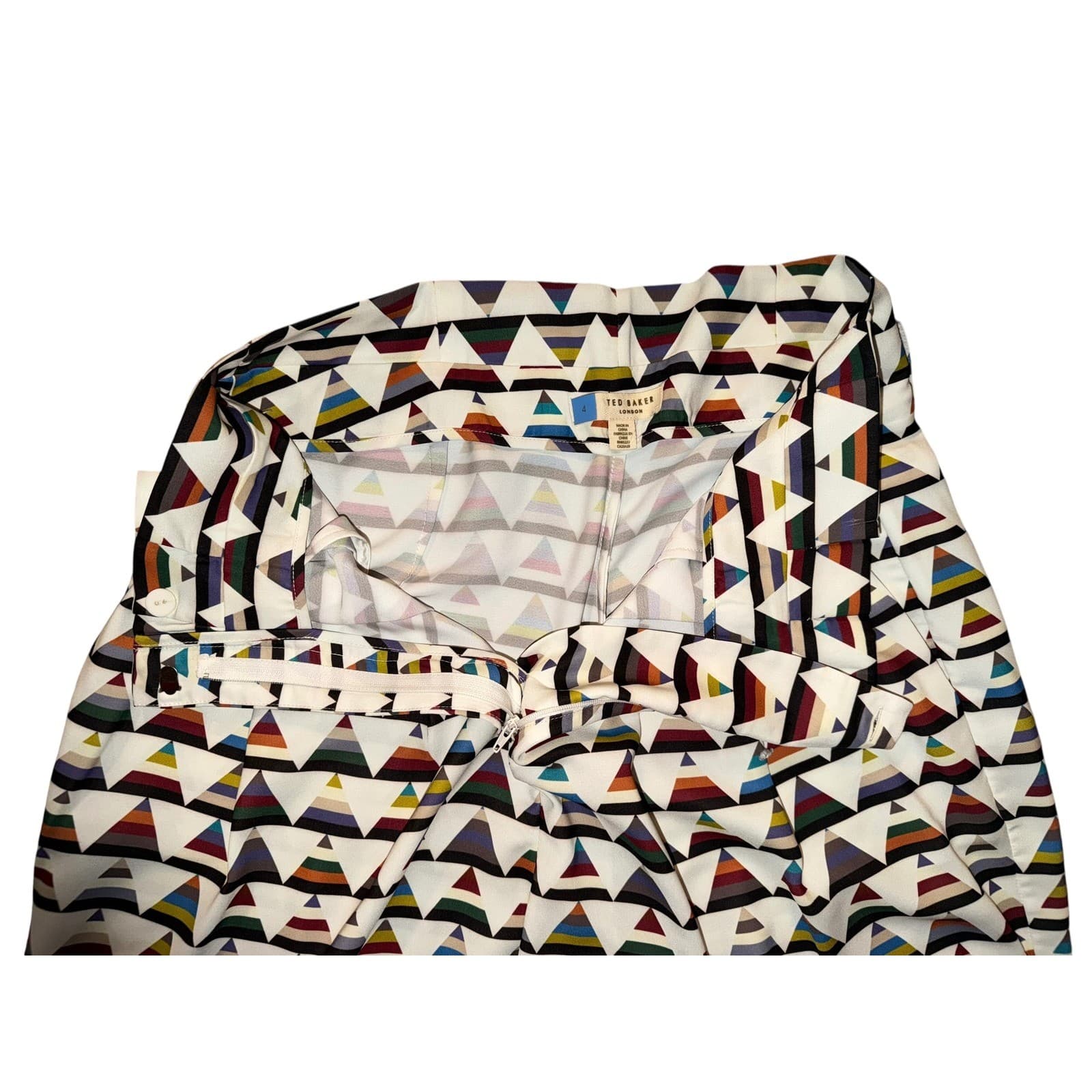 Ted Baker Boa Triangle Print Wide Leg Pants Sz 4 (12) High Waist Dopamine luxury - Thumbnail 7