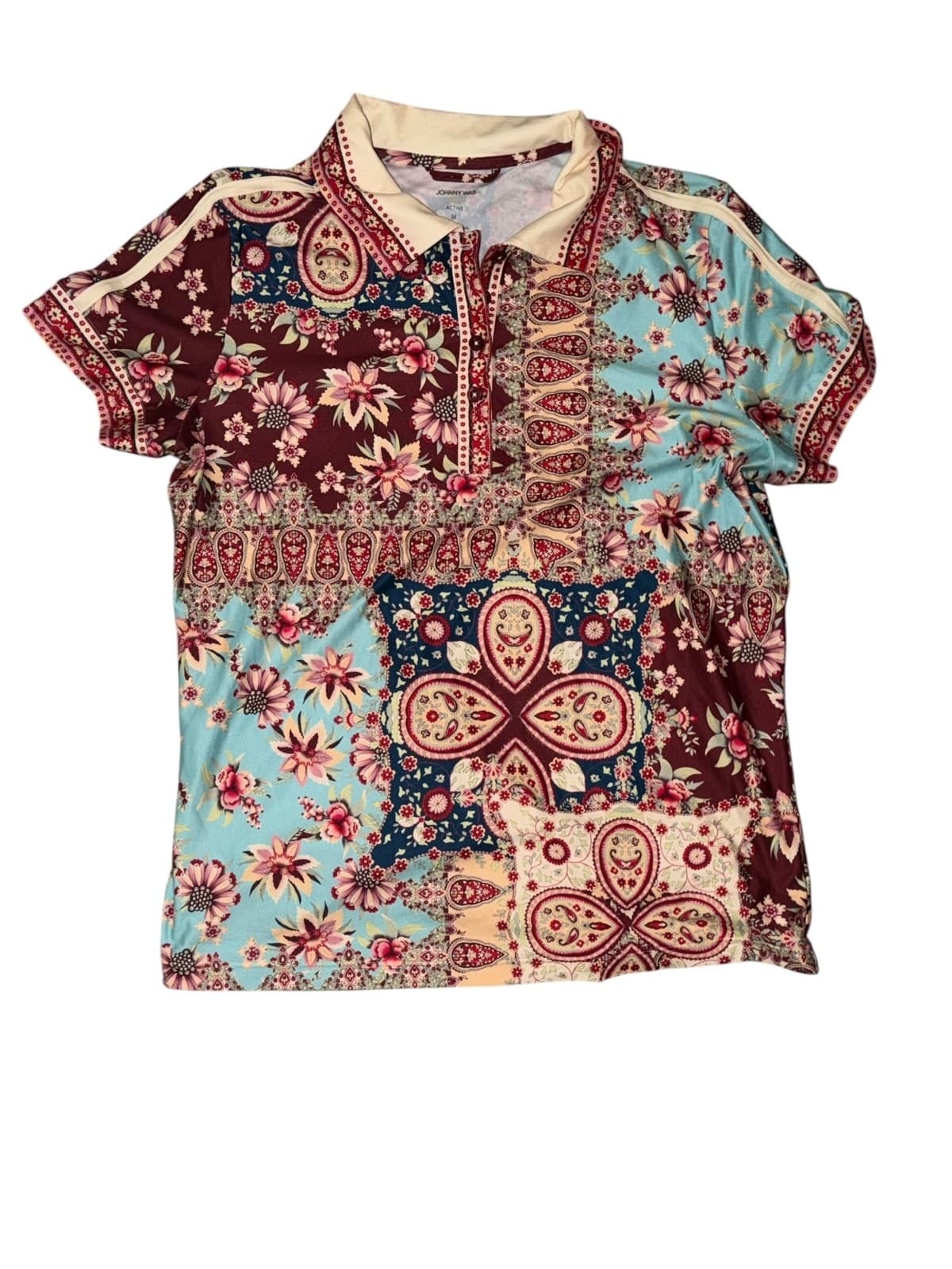 Johnny Was Polo Sz M Embroidered Luxury Boho Chic Designer - Thumbnail 4