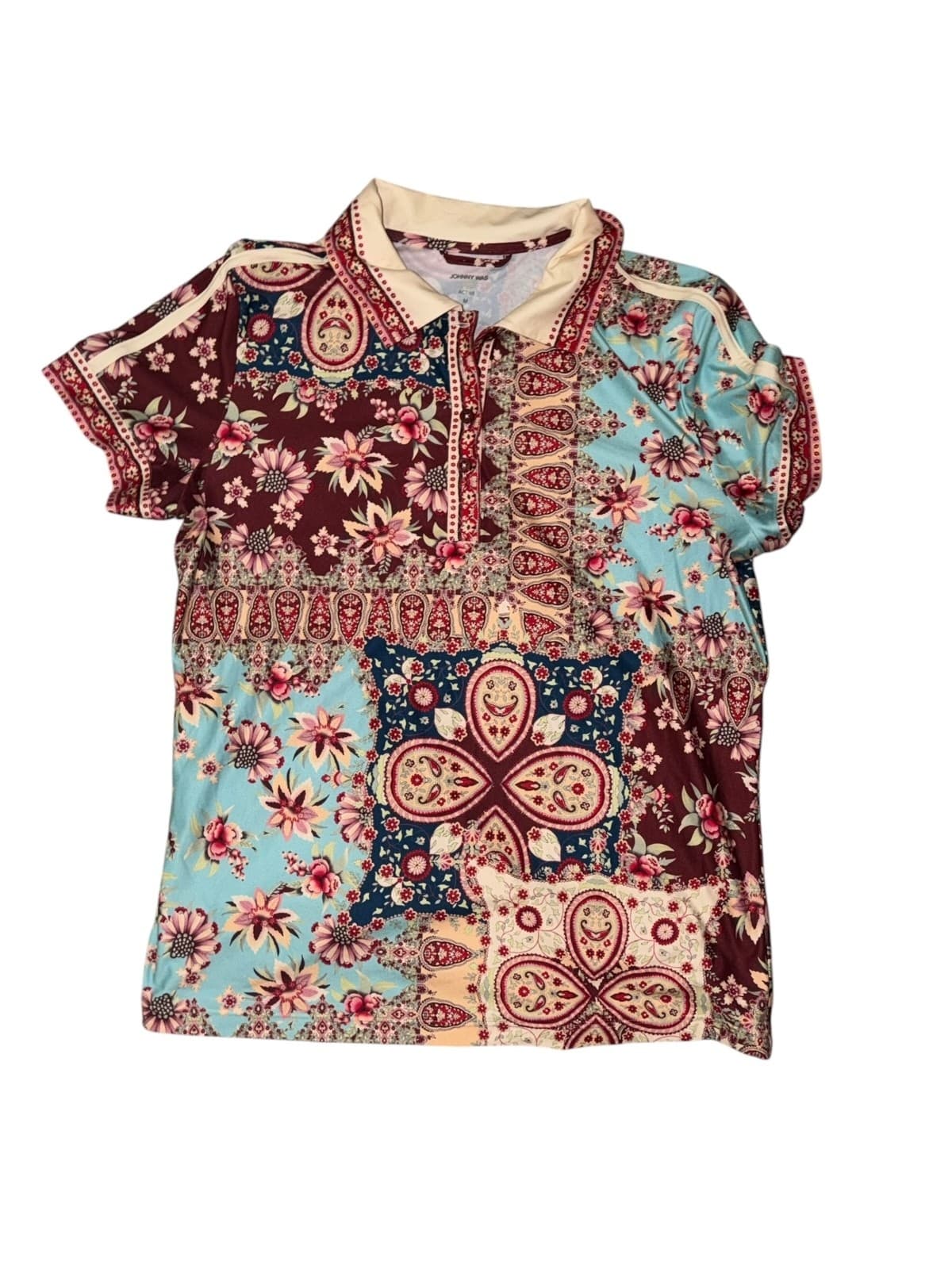 Johnny Was Polo Sz M Embroidered Luxury Boho Chic Designer - Thumbnail 3