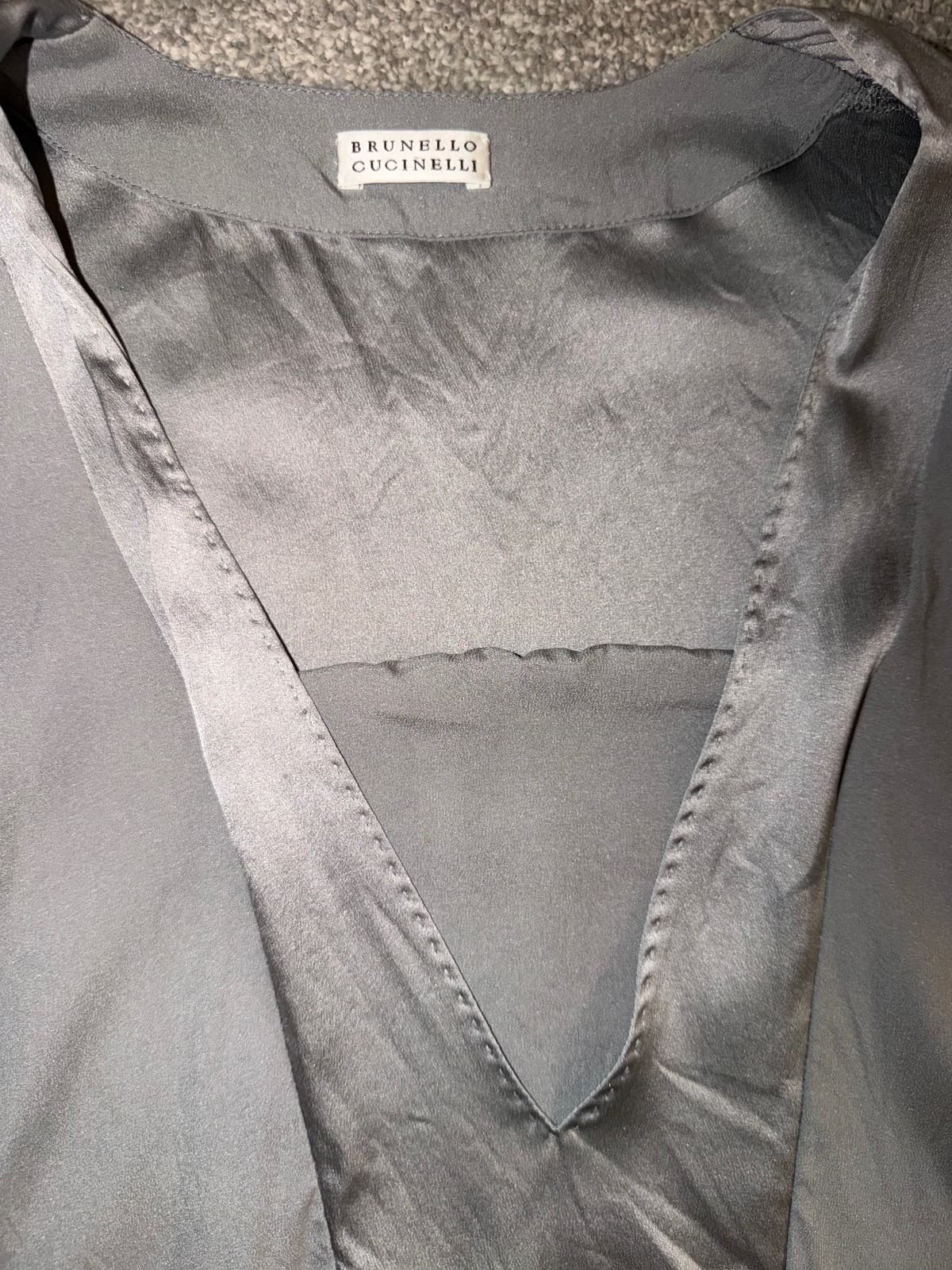 Brunello Cucinelli V-Neck Panel Top Sz M Luxury Designer - Thumbnail 7