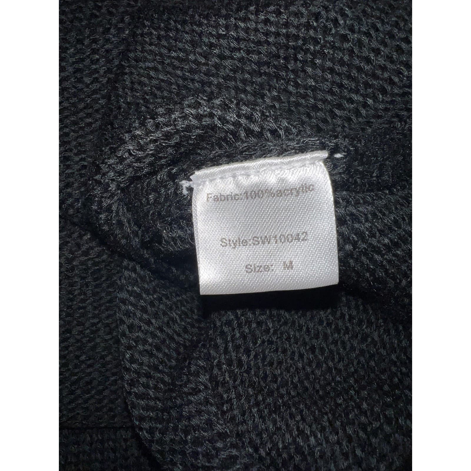 Elan Black Sweater Crochet Sleeve Sz M NWT | Minimalist Boho Chic Knit Top - Thumbnail 4