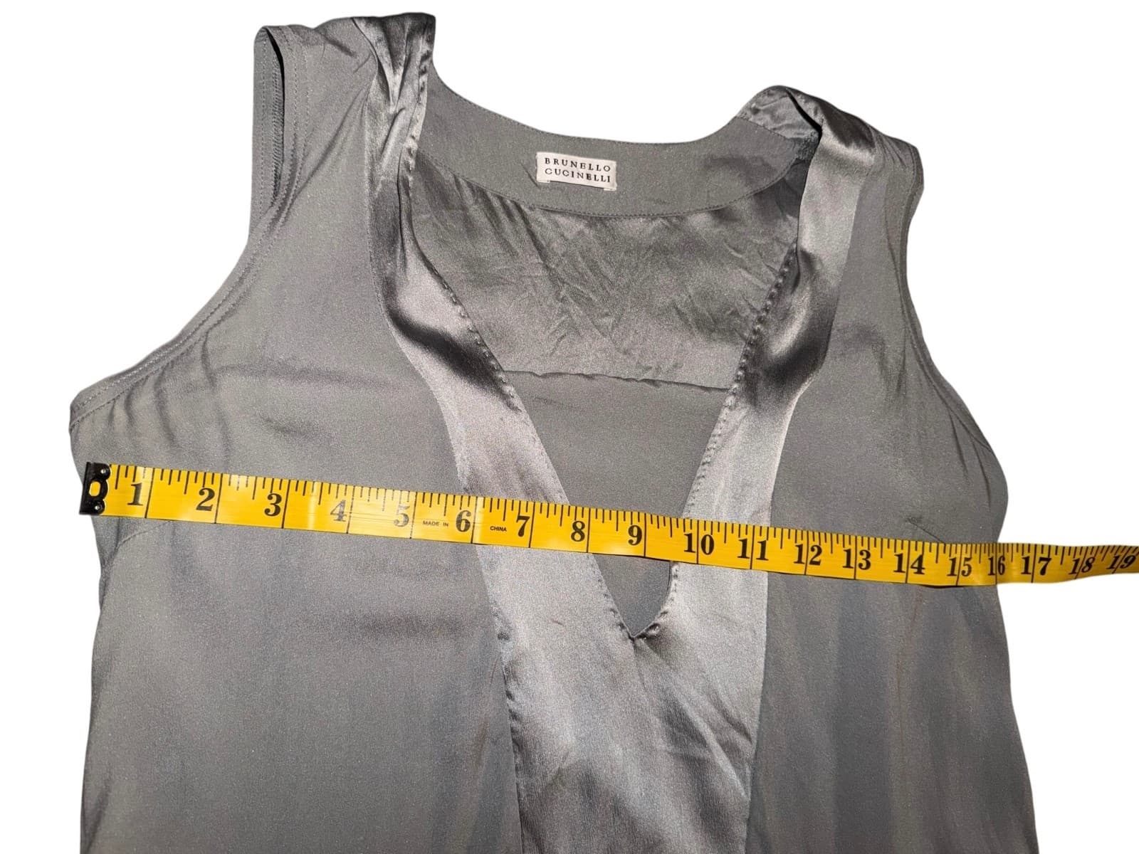 Brunello Cucinelli V-Neck Panel Top Sz M Luxury Designer - Thumbnail 3