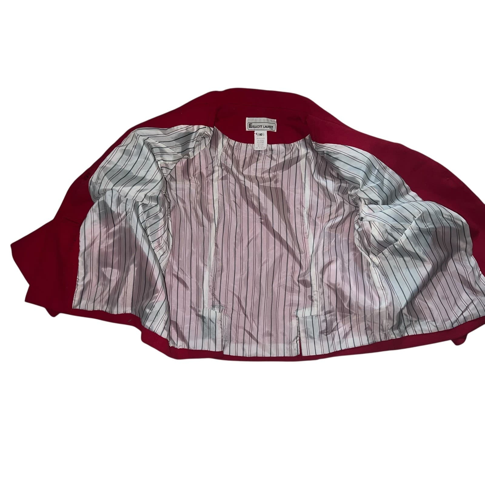 Elliott Lauren Red Blazer Sz 10 Half Sleeve Avant-Garde Secretary Chic - Thumbnail 6