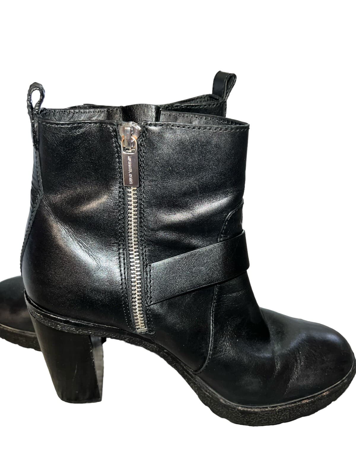 Michael Kors Black Ankle Slouch Zip Up Leather Sz 8 1/2 Minimalist block almond - Thumbnail 6