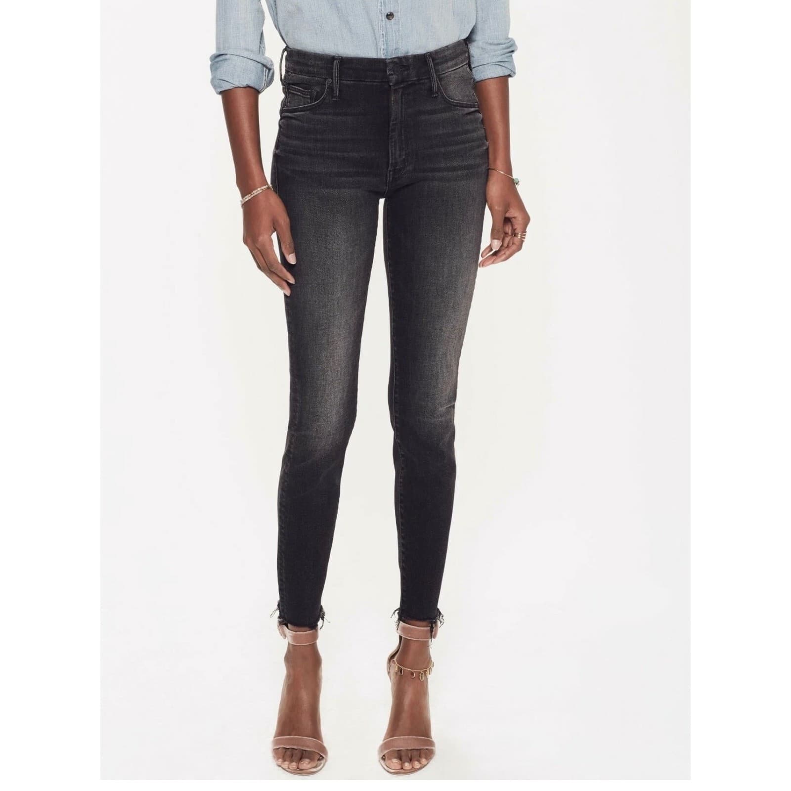 Mother High Waisted Ankle Fray (Washed Black & gray)boho bohemian sz 26 - Thumbnail 3