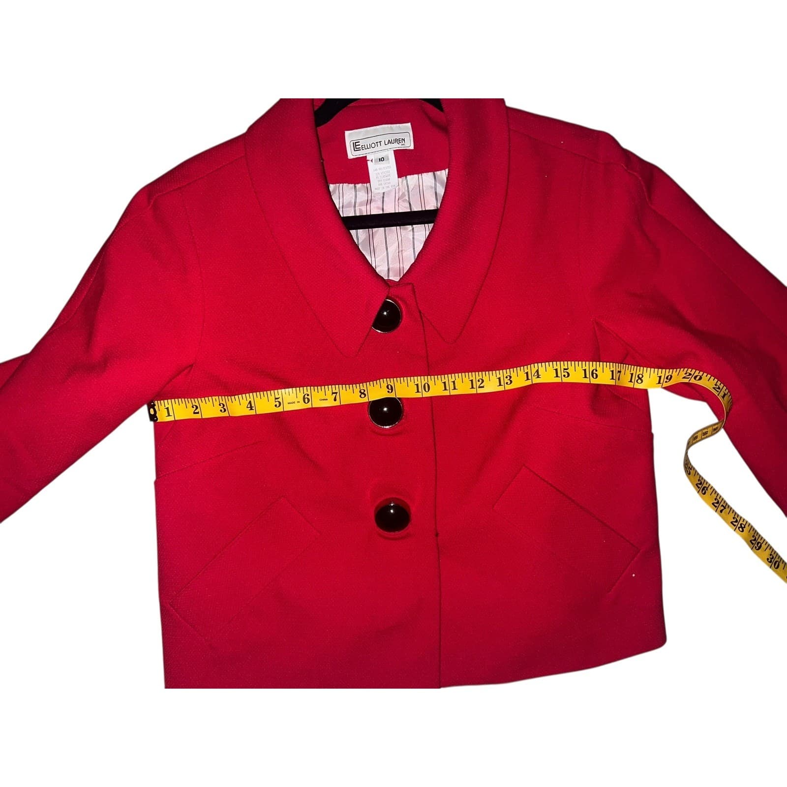 Elliott Lauren Red Blazer Sz 10 Half Sleeve Avant-Garde Secretary Chic - Thumbnail 7