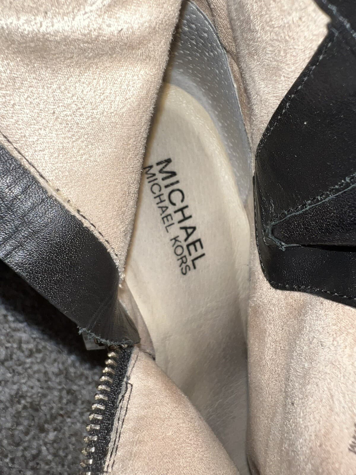 Michael Kors Black Ankle Slouch Zip Up Leather Sz 8 1/2 Minimalist block almond - Thumbnail 8