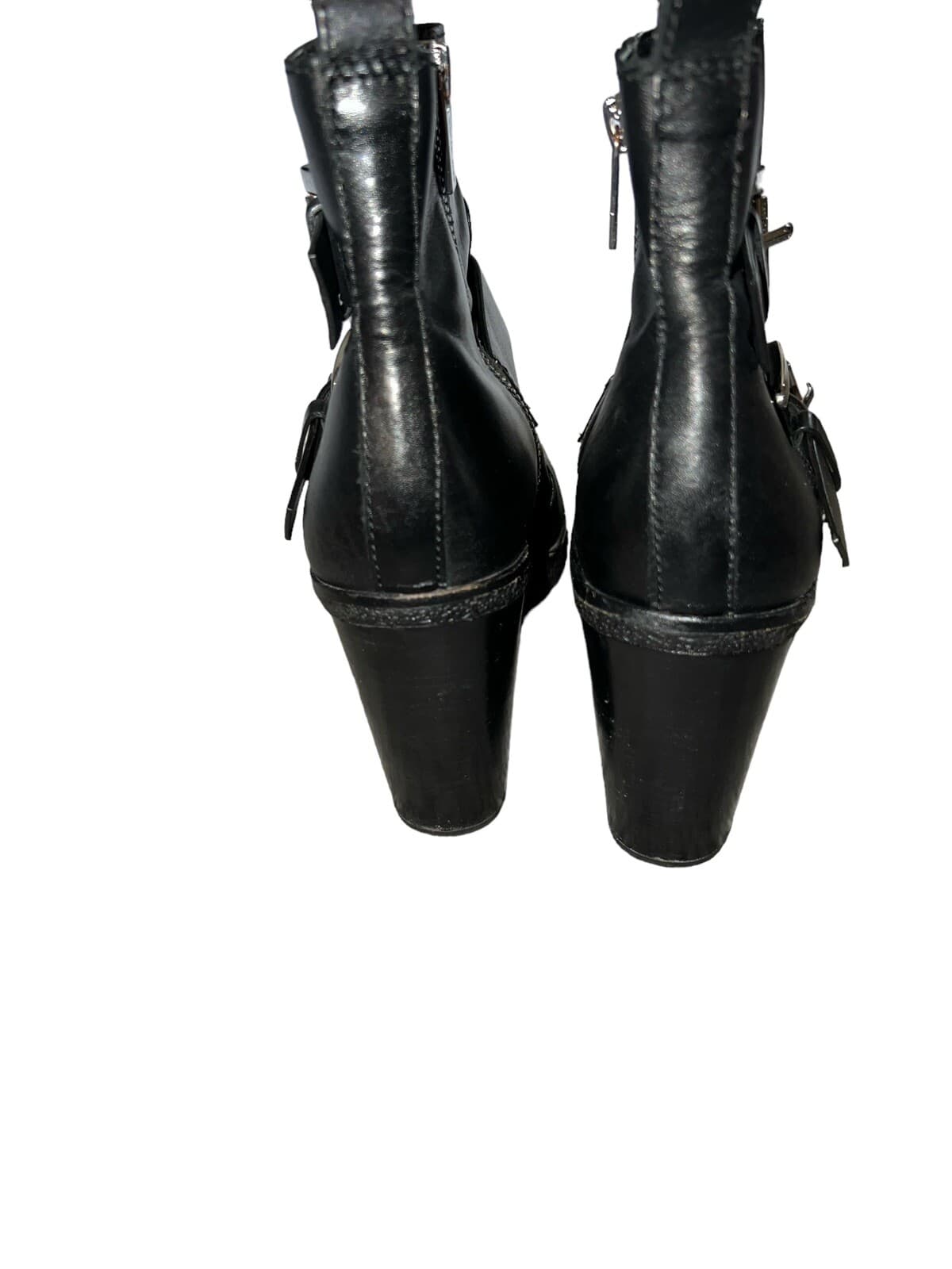 Michael Kors Black Ankle Slouch Zip Up Leather Sz 8 1/2 Minimalist block almond - Thumbnail 3
