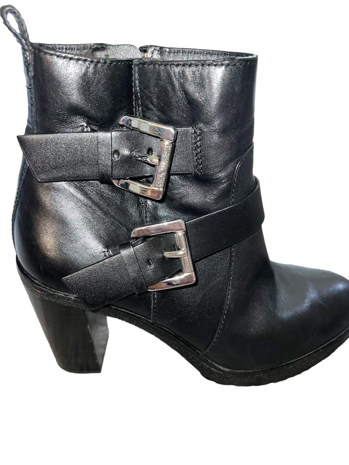 Michael Kors Black Ankle Slouch Zip Up Leather Sz 8 1/2 Minimalist block almond - Thumbnail 2