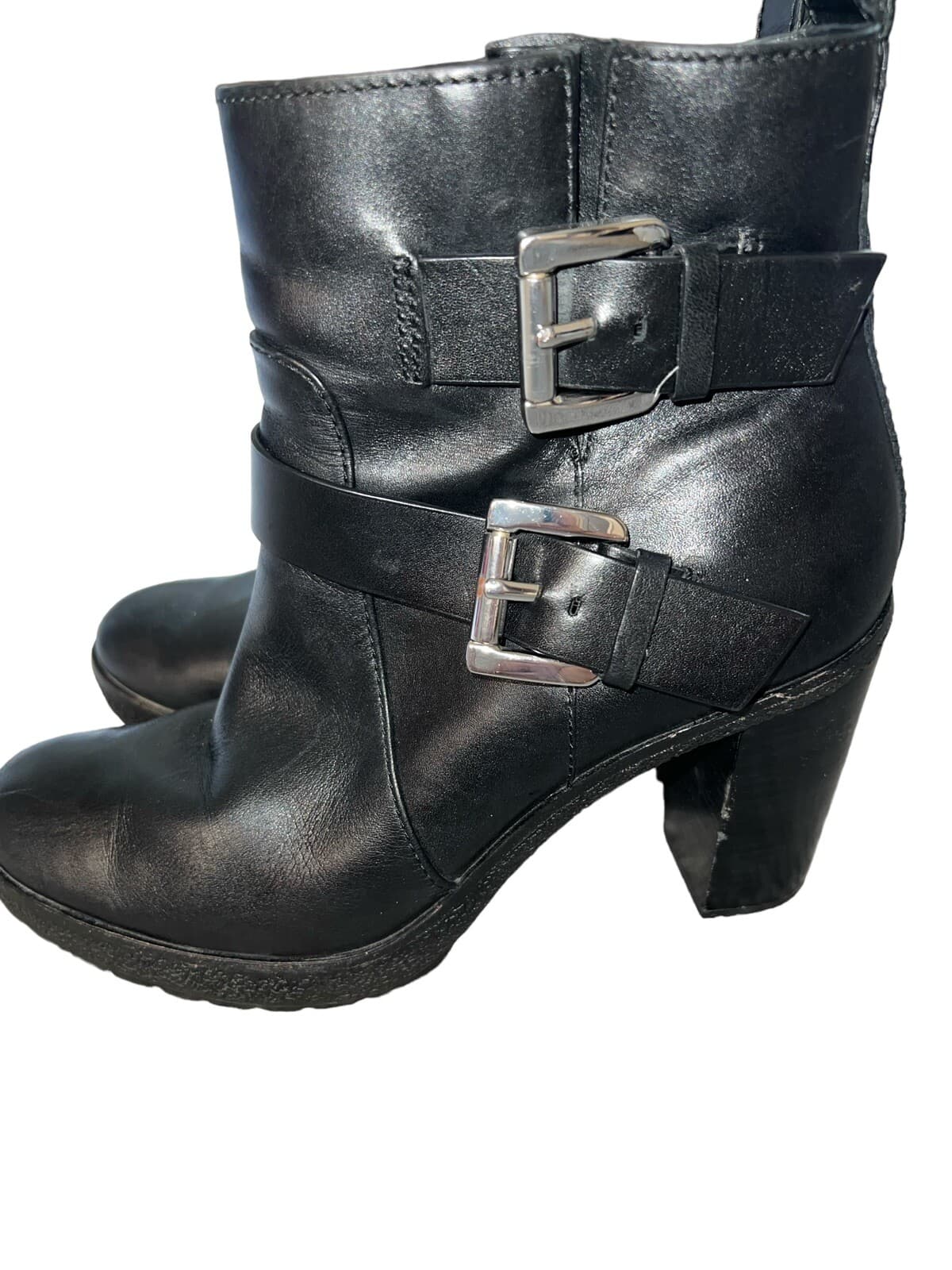 Michael Kors Black Ankle Slouch Zip Up Leather Sz 8 1/2 Minimalist block almond - Thumbnail 5